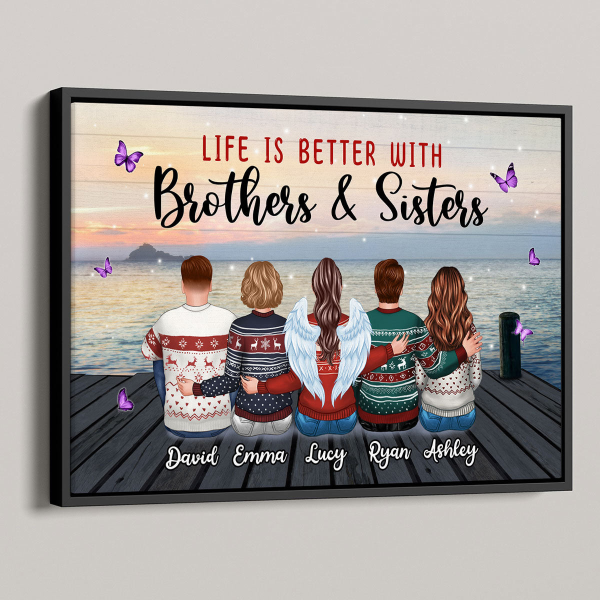Family Siblings Besties Sitting Gift Personalized Poster