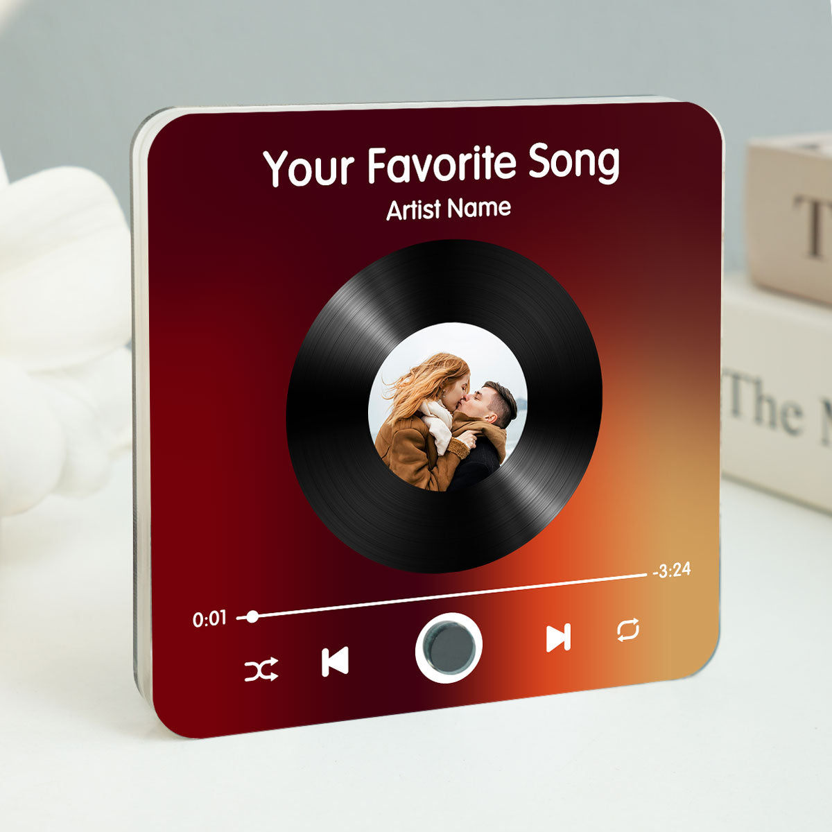 Custom Photo & Favorite Song Disc Personalized Music Fridge Magnet,  Gift For Couple