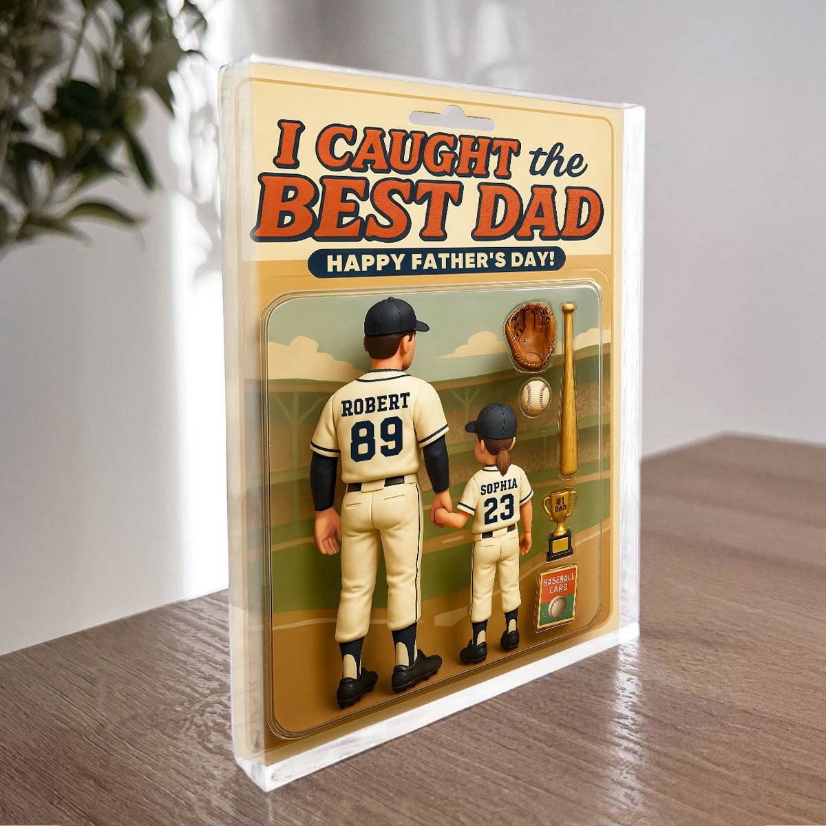 We Caught the Best Dad, Grandpa Baseball - Personalized Acrylic Block Plaque - Gift For Dad, Gift For Husband, Gift For Grandpa