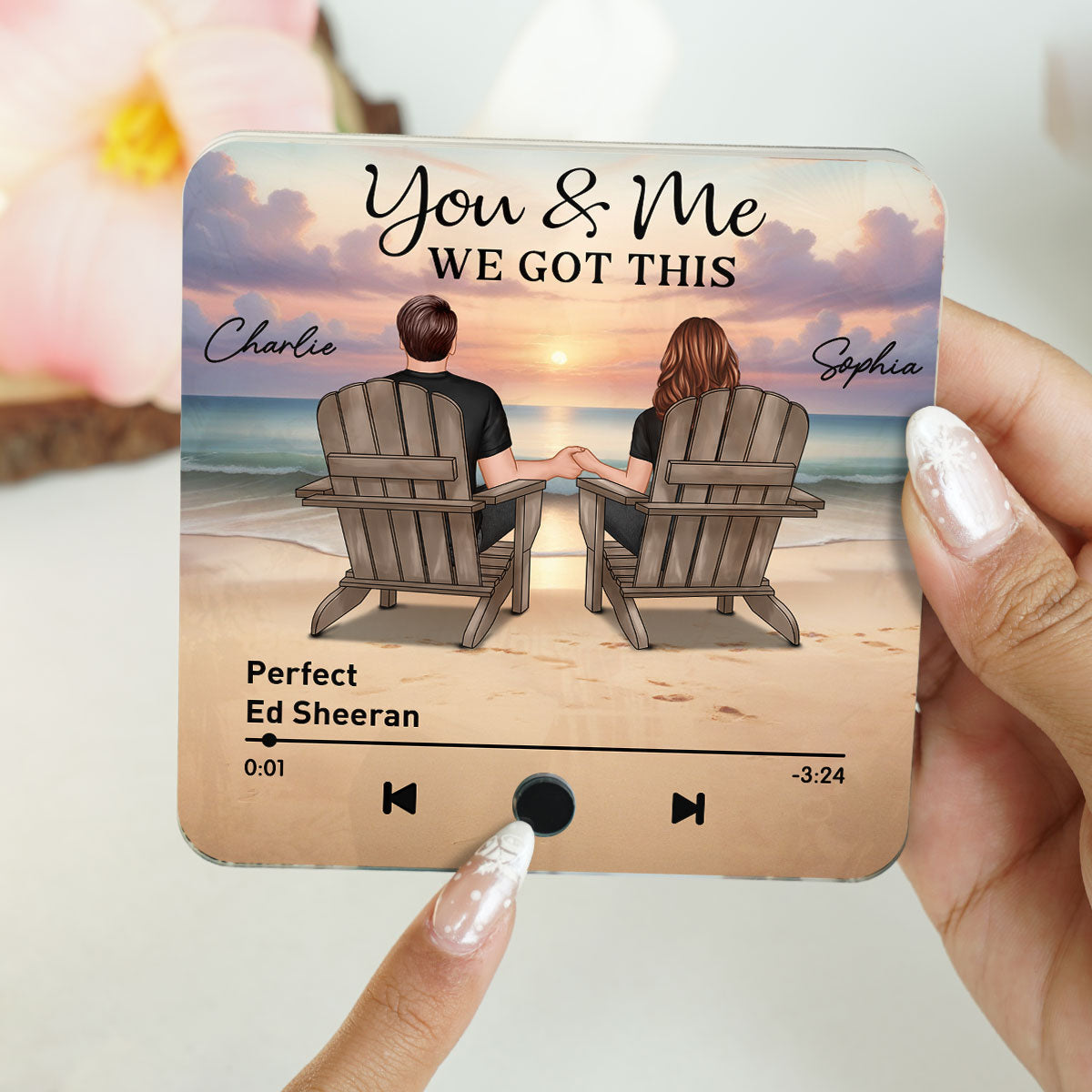 Couple Back View At Beach Favorite Song Personalized Music Fridge Magnet,  Gift For Couple