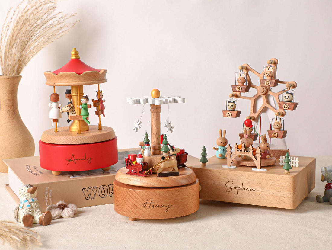 Musical Wooden Ballerina Carousel Keepsake,Engraved Name Music Box,Personalized Wooden MusicBox,Baby Shower Gift,Newborn Gift,Christmas gift