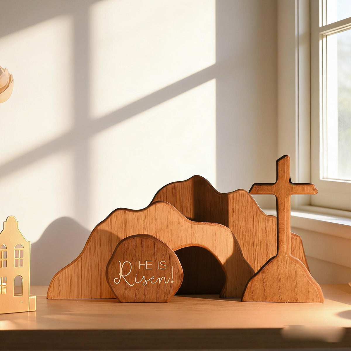 Empty Mastercard Easter Wooden Decoration Set – Empty Tomb & Cross Scene – TheRCrafts