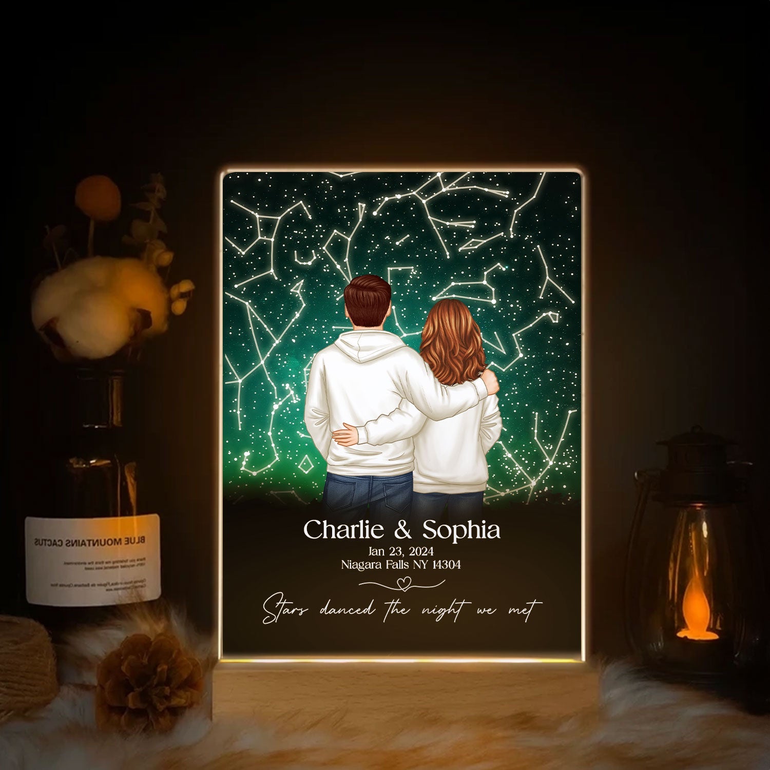 Stars Danced The Night We Met Couple Custom Star Map By Date Personalized LED, Heartfelt Anniversary Gift Wedding Gift Just Because Gift For Couple, For Her, For Him