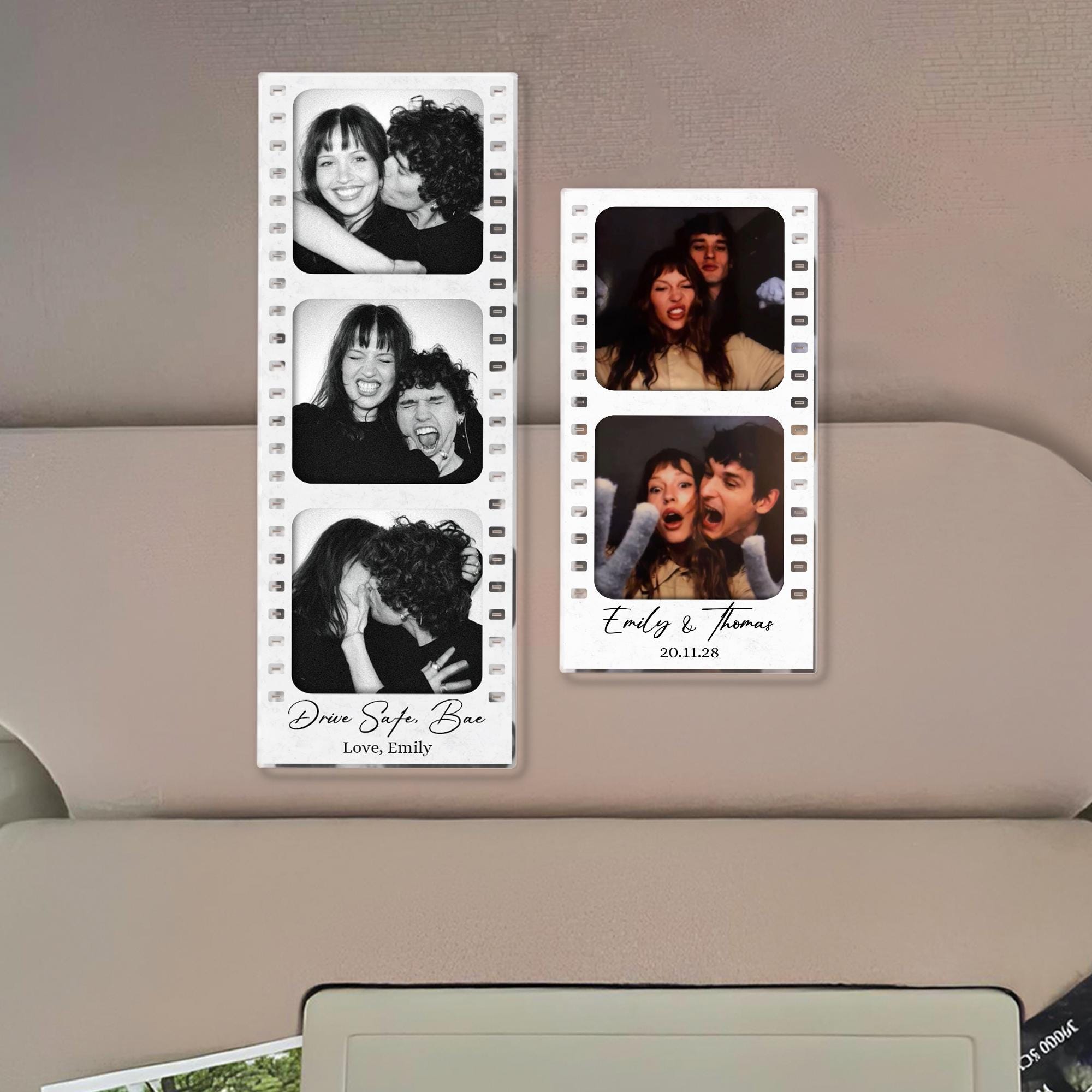 Personalized Couple Car Visor Clip, Custom Photo Gifts for Him, Drive Safe I Love You Sun Visor, Valentines Gift for Boyfriend, Husband