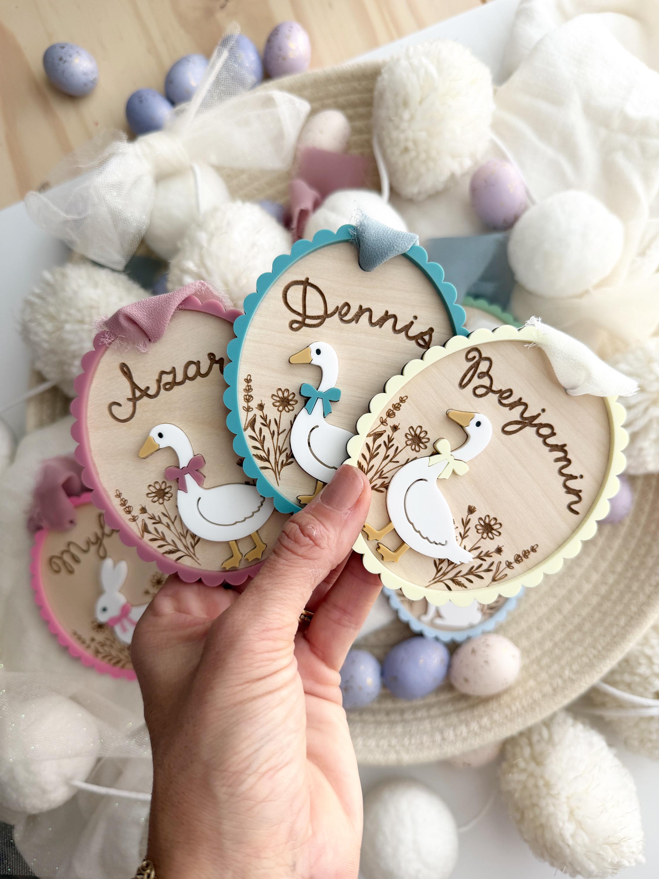 Custom easter name tags – Personalized bunny gift tag