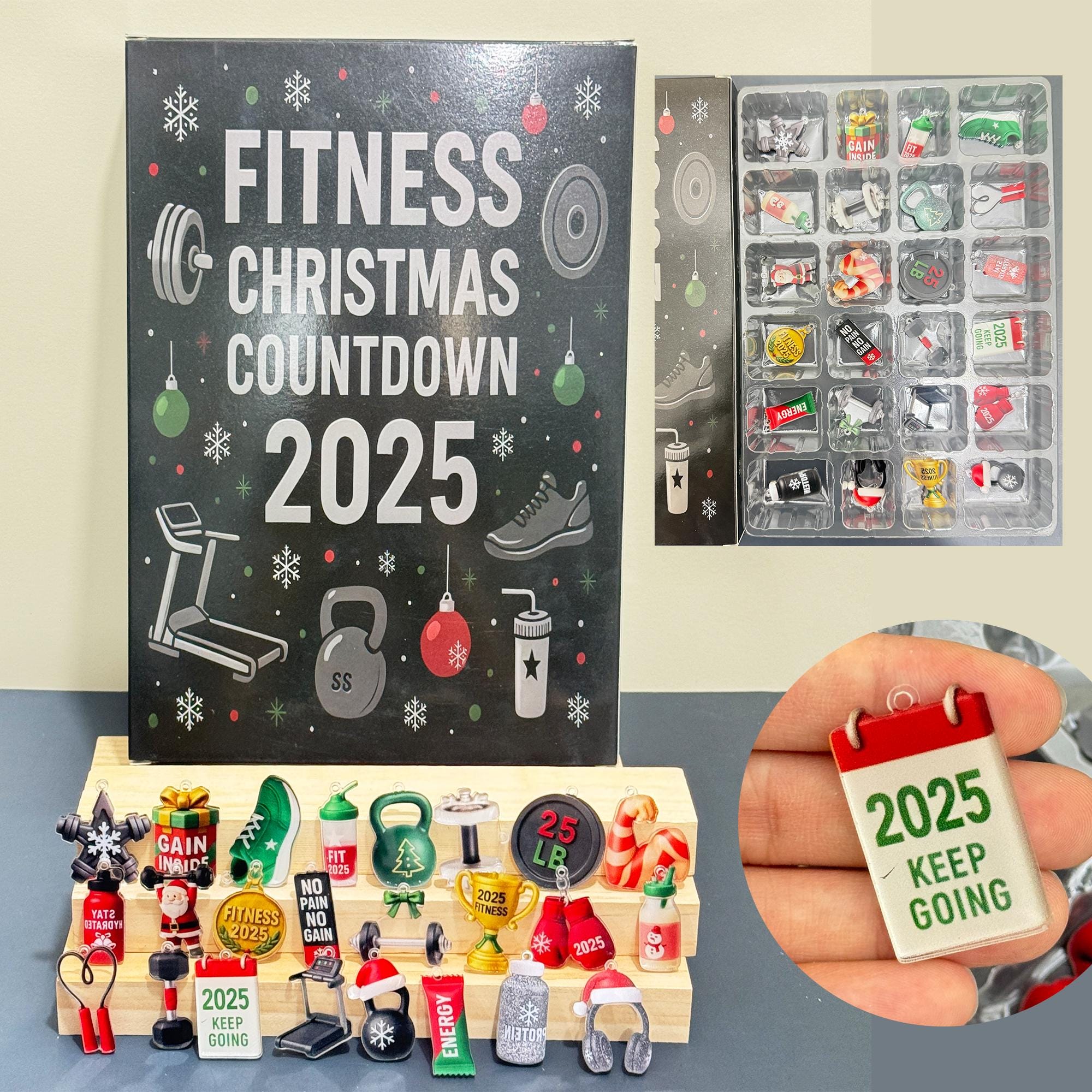 2025 Emotional Support Advent Calendar: 24Pcs Funny Acrylic Ornaments,Vegetable,Fruits,Capibara,The Dragon & Forest,Christmas Countdown Gift