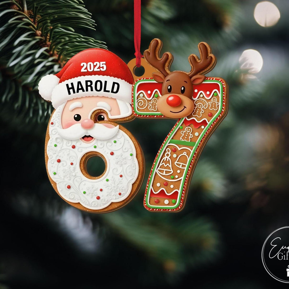 Custom Six Seven Christmas Ornament, Funny Teen Slang Ornament, Gen Z Teenager Tween Ornament, Christmas Gifts