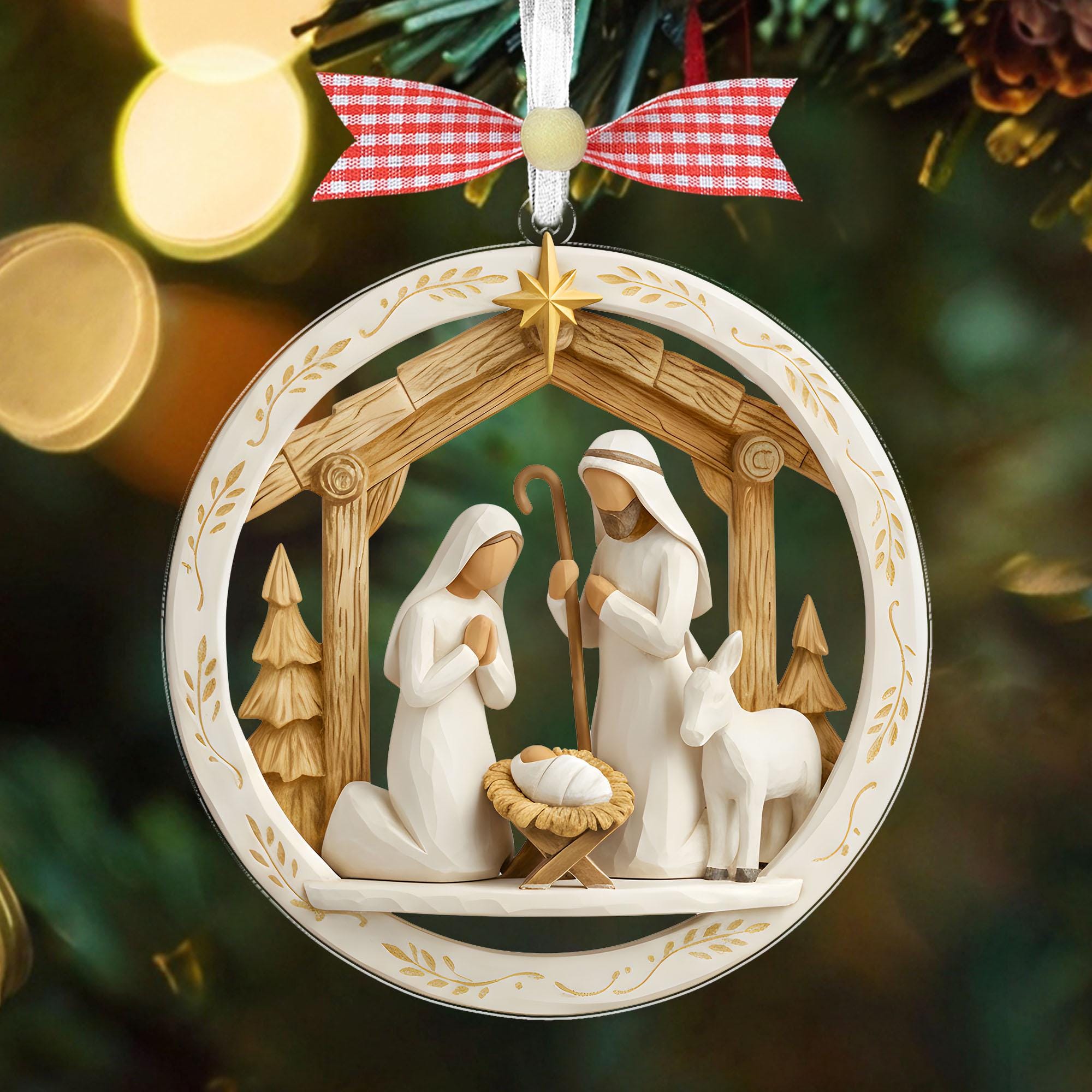 Nativity Jesus Ornament,Nativity Scene Christmas Ornament,Christian Holiday Gift Decor,Regilious Gift,Meaningful Xmas Gift,Jesus Ornament