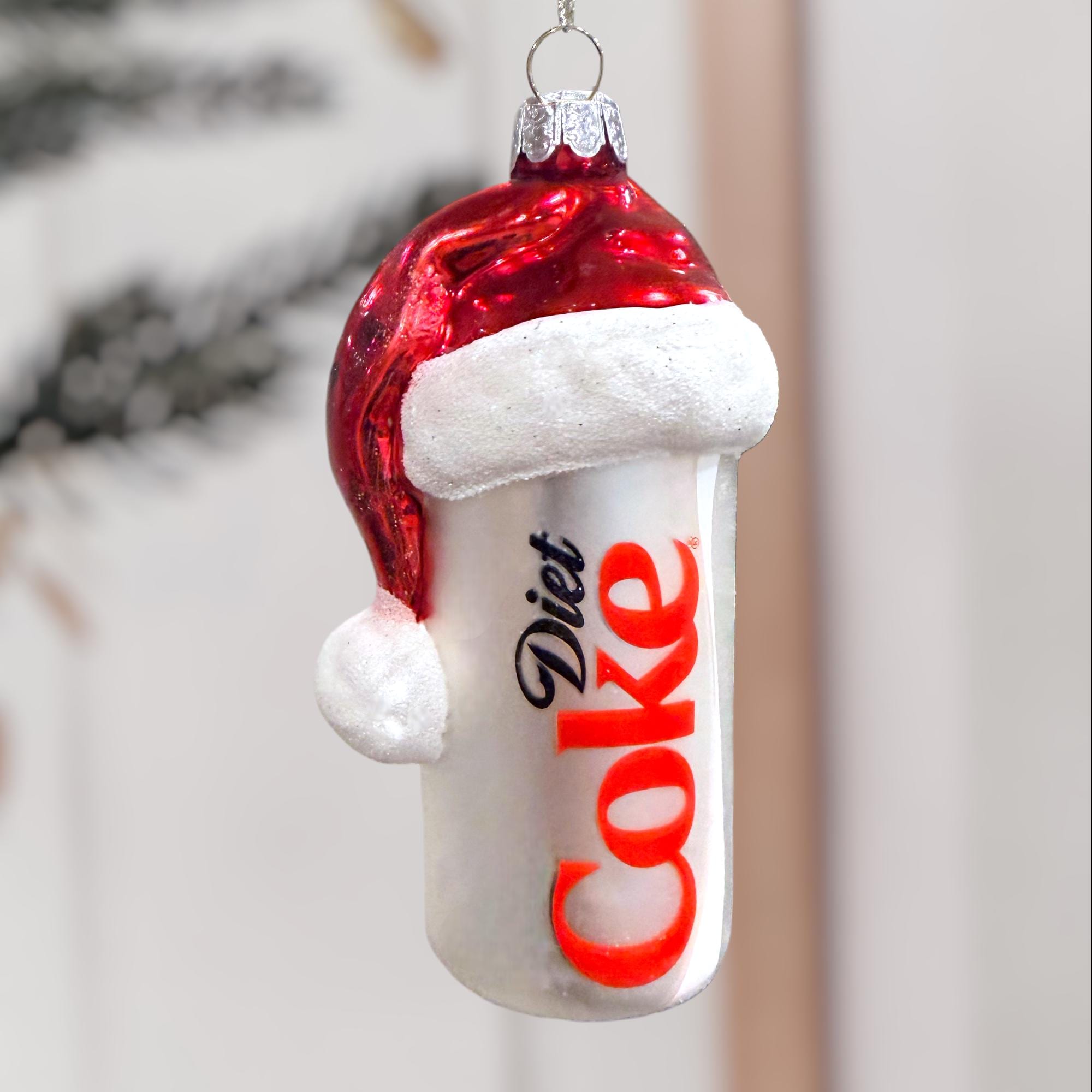 Personalized Diet Coke Christmas Ornament – Soda Can with Santa Hat