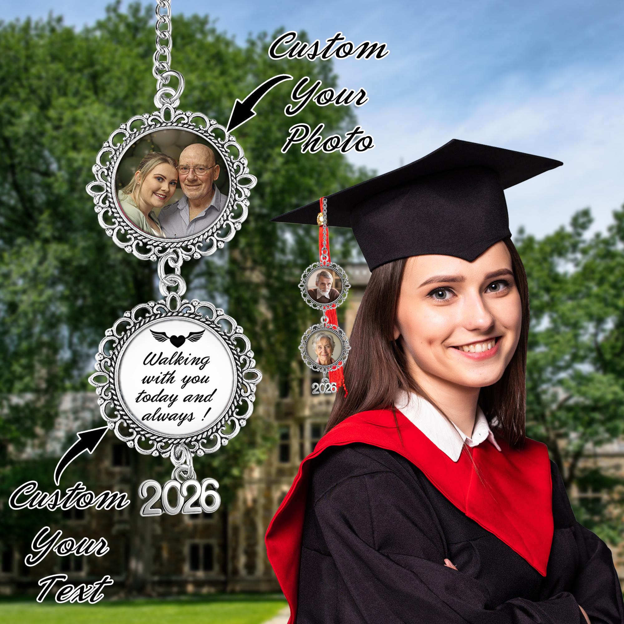Custom Graduation Tassel With Photo Charm, Memorial Cap Ornament