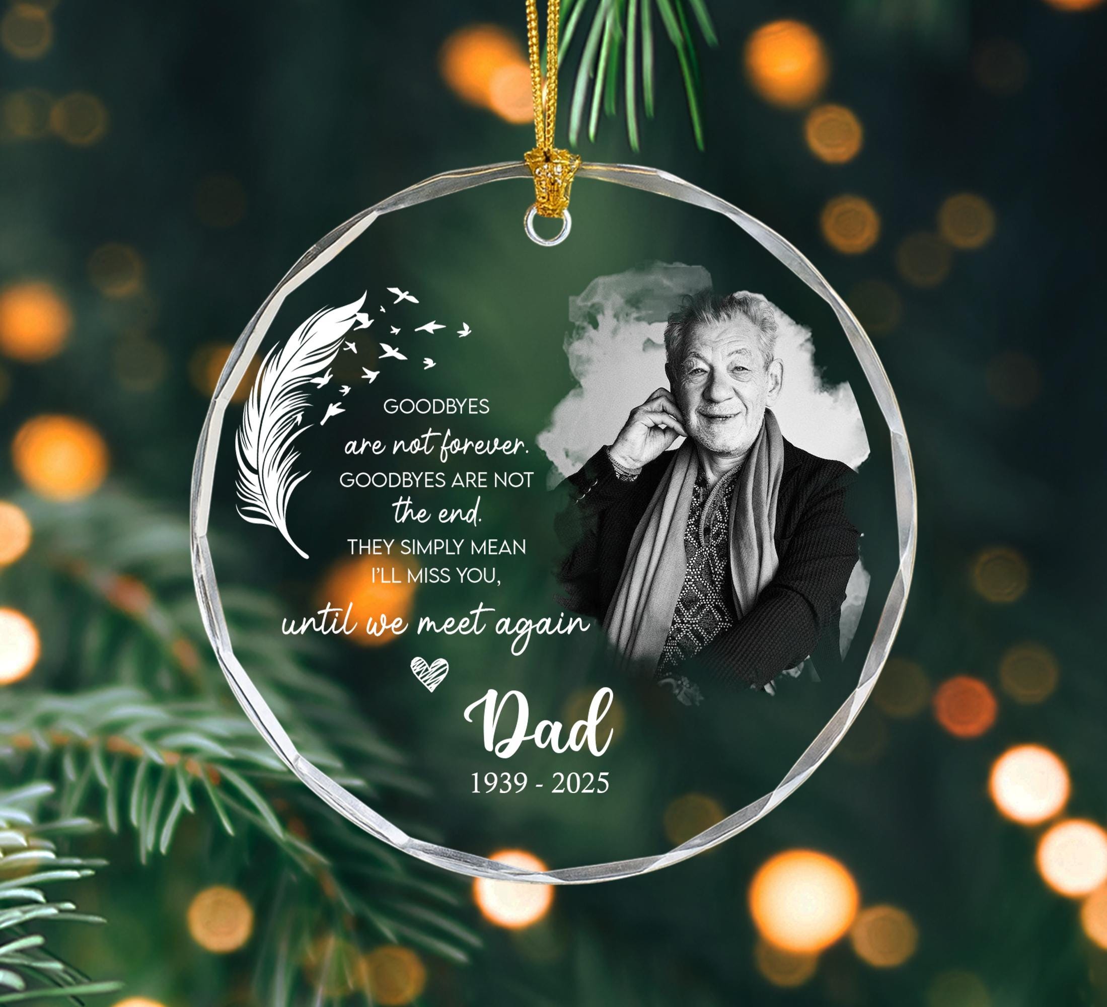 Dad Memorial Christmas Ornament, Remembrance Keepsake, Custom Photo Memorial Ornament, In Loving Memory Ornament, Loss Of Loved One Ornament