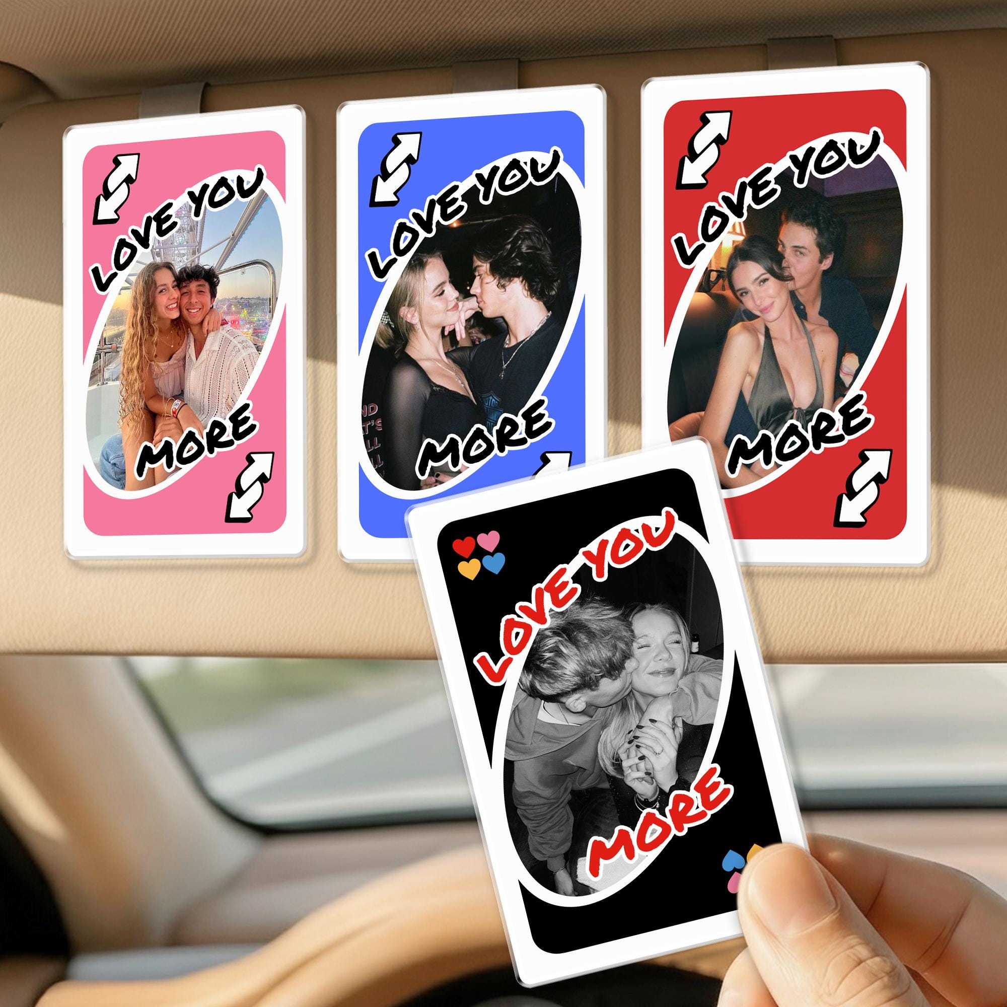 Personalized Couple Photo Car Visor Clip – Drive Safe Gift