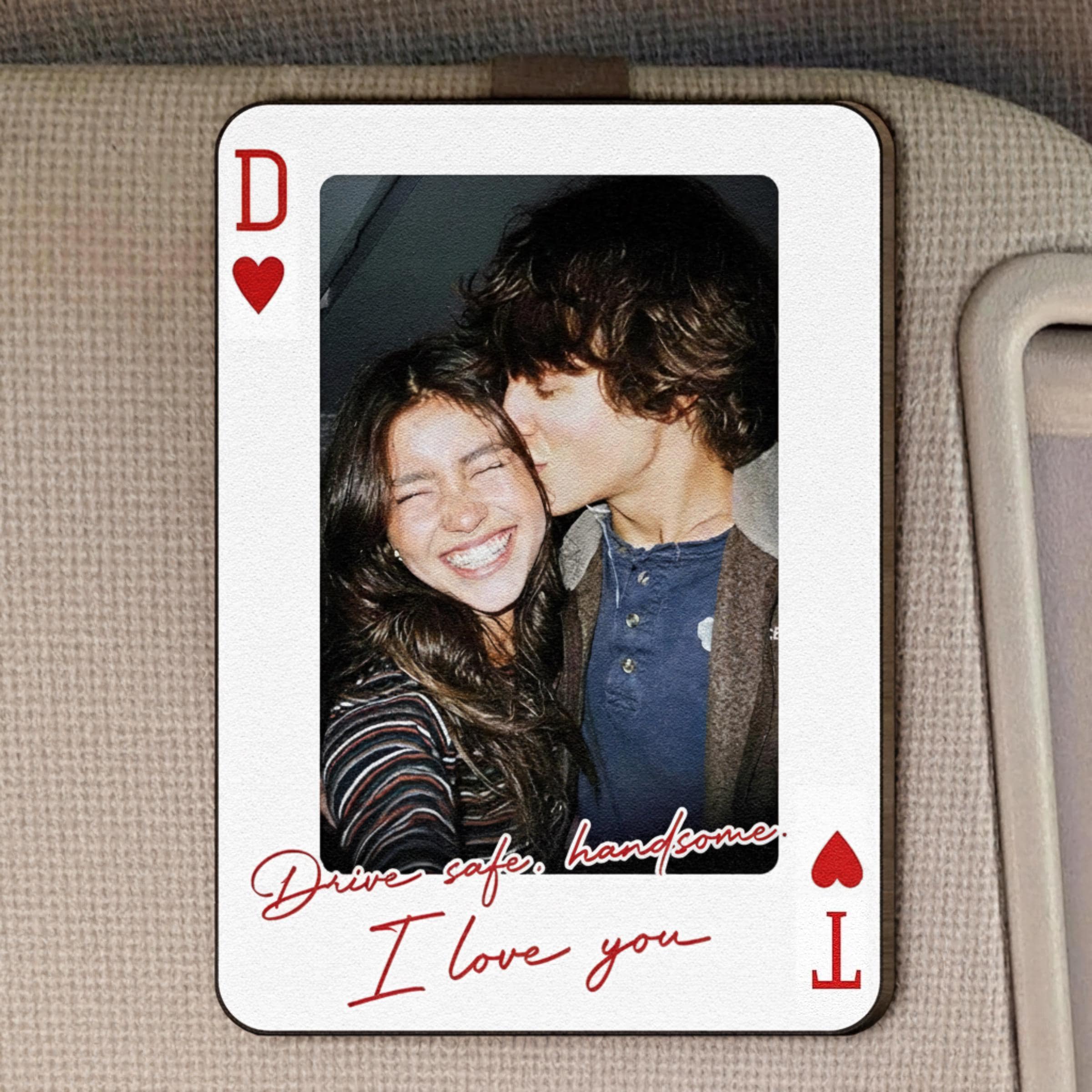 King & Queen Custom Photo Car Visor Clip – Drive Safe I Love You