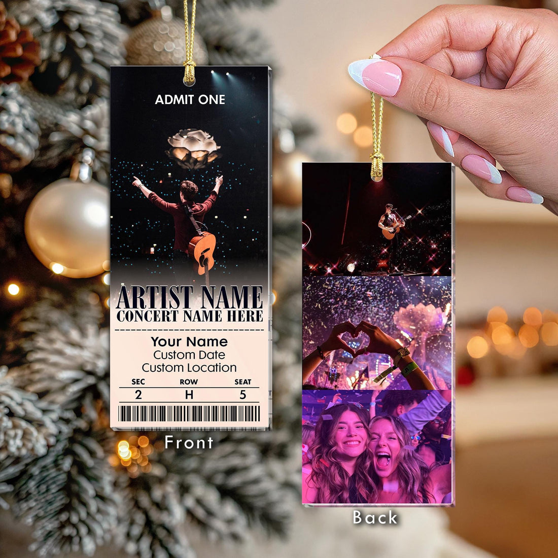 Personalized Acrylic Favorite Concert Ticket Ornament: Music Lover Gift Keepsake