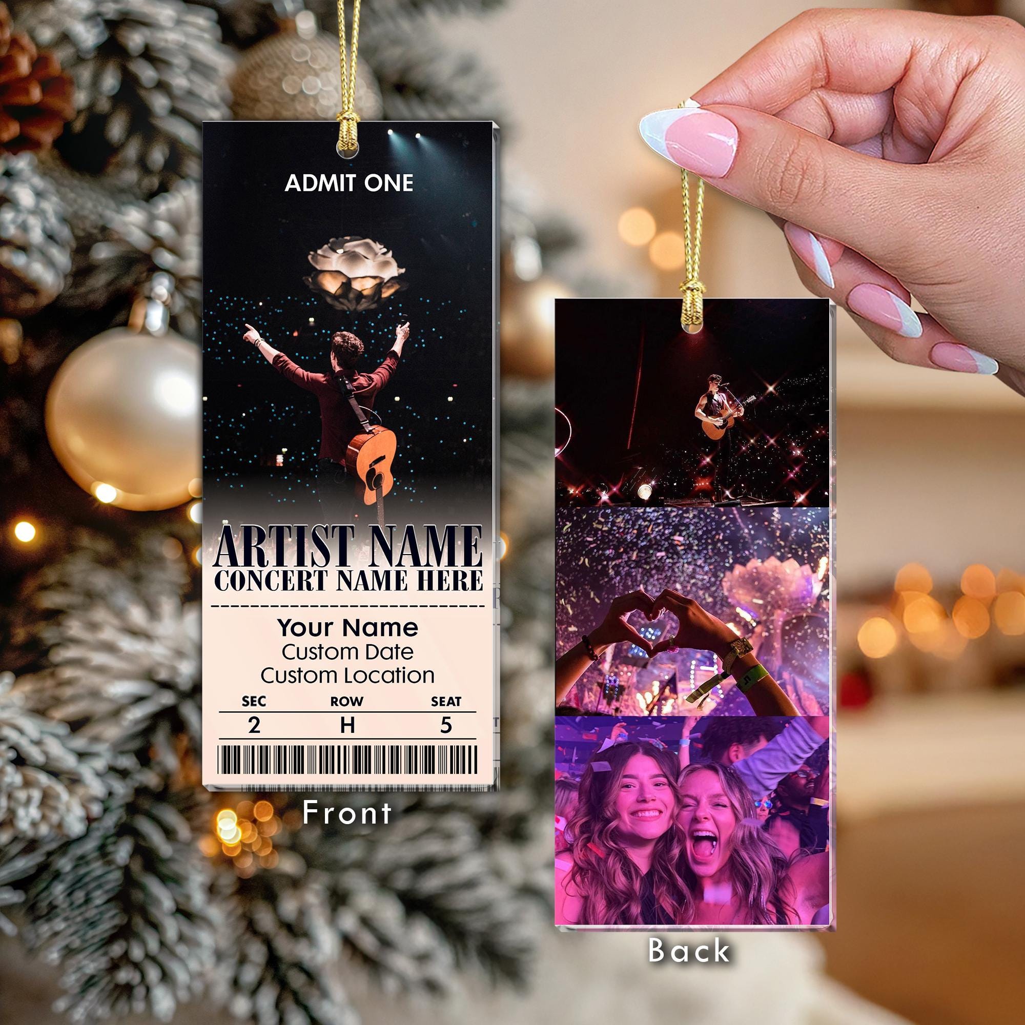 Personalized Acrylic Favorite Concert Ticket Ornament: Music Lover Gift Keepsake