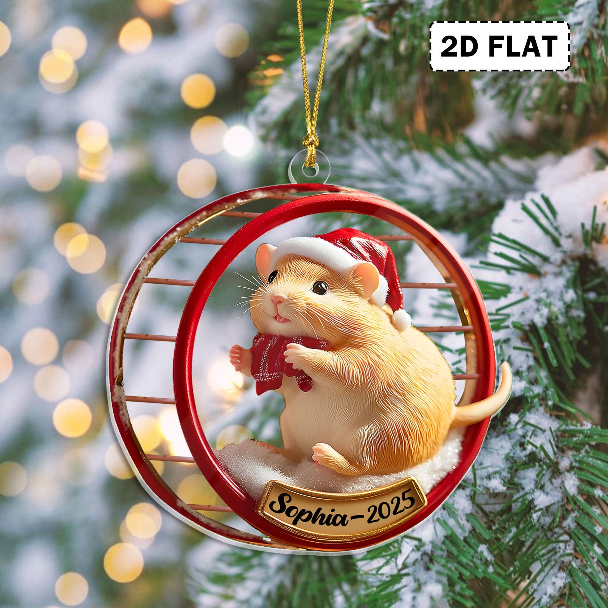 Custom Hamster Ornament 2025, Personalized Small Pet Christmas Gift, Acrylic Flat Holiday Keepsake for Pet Owners
