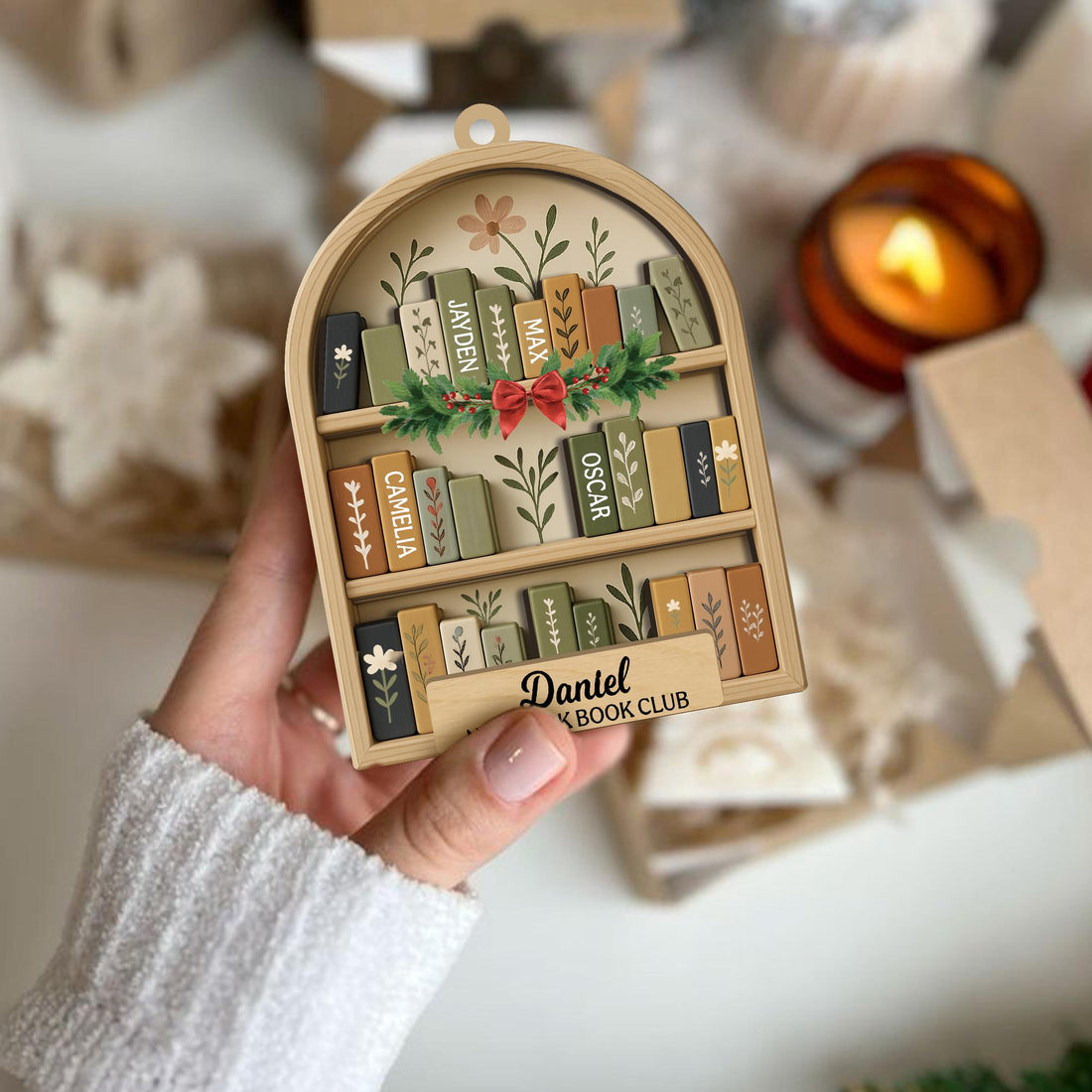 Personalized Book Club Christmas Acrylic Ornament, Christmas Books Ornaments, Gift for Librarian or Reader