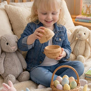 Personalized Wooden Easter Egg - Custom Name & Year, Baby Girl Easter Gift, Modern Keepsake Basket for Kids