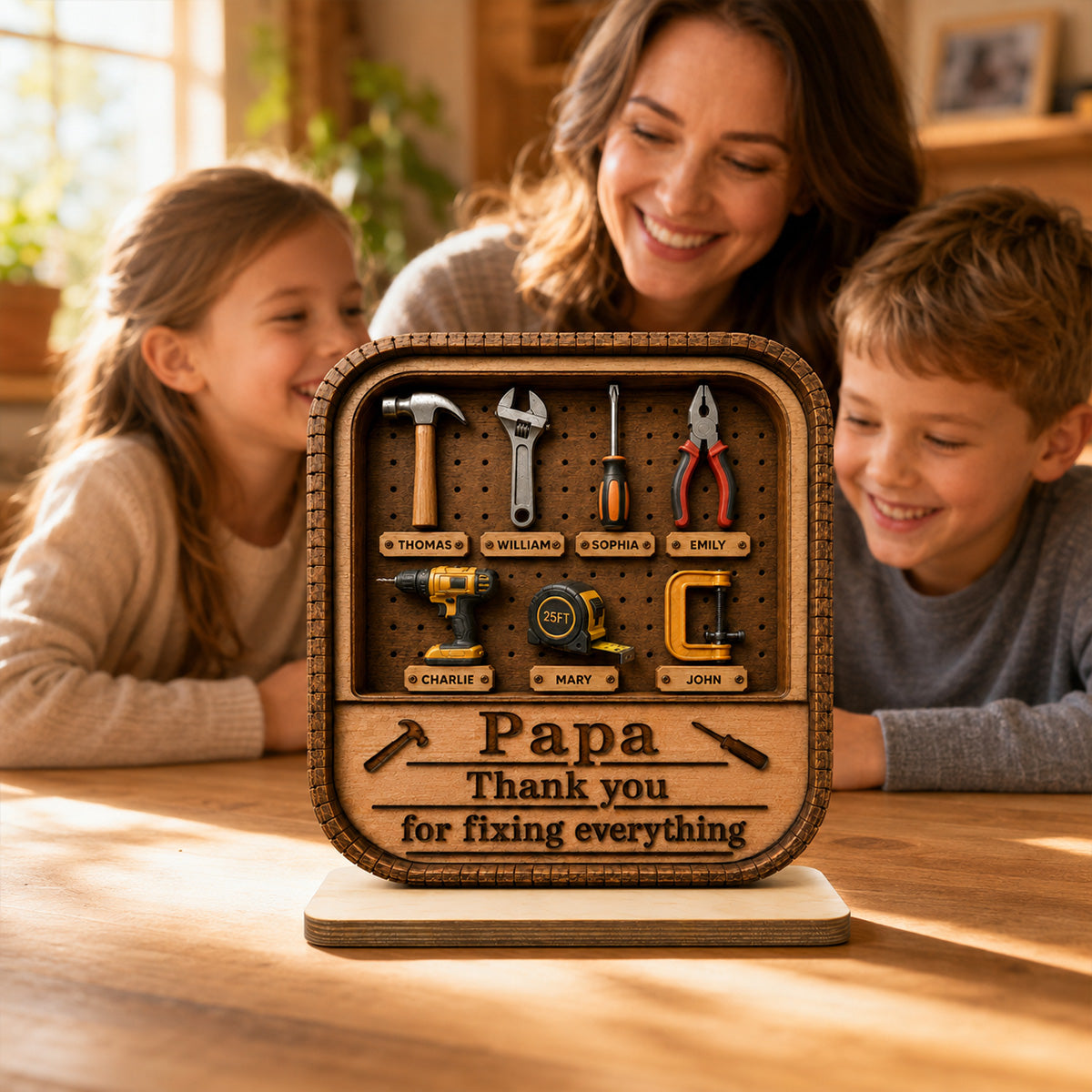 Dad Grandpa Tool Box - Personalized 2-Layered Wooden Plaque -  Gift For Dad, Husband