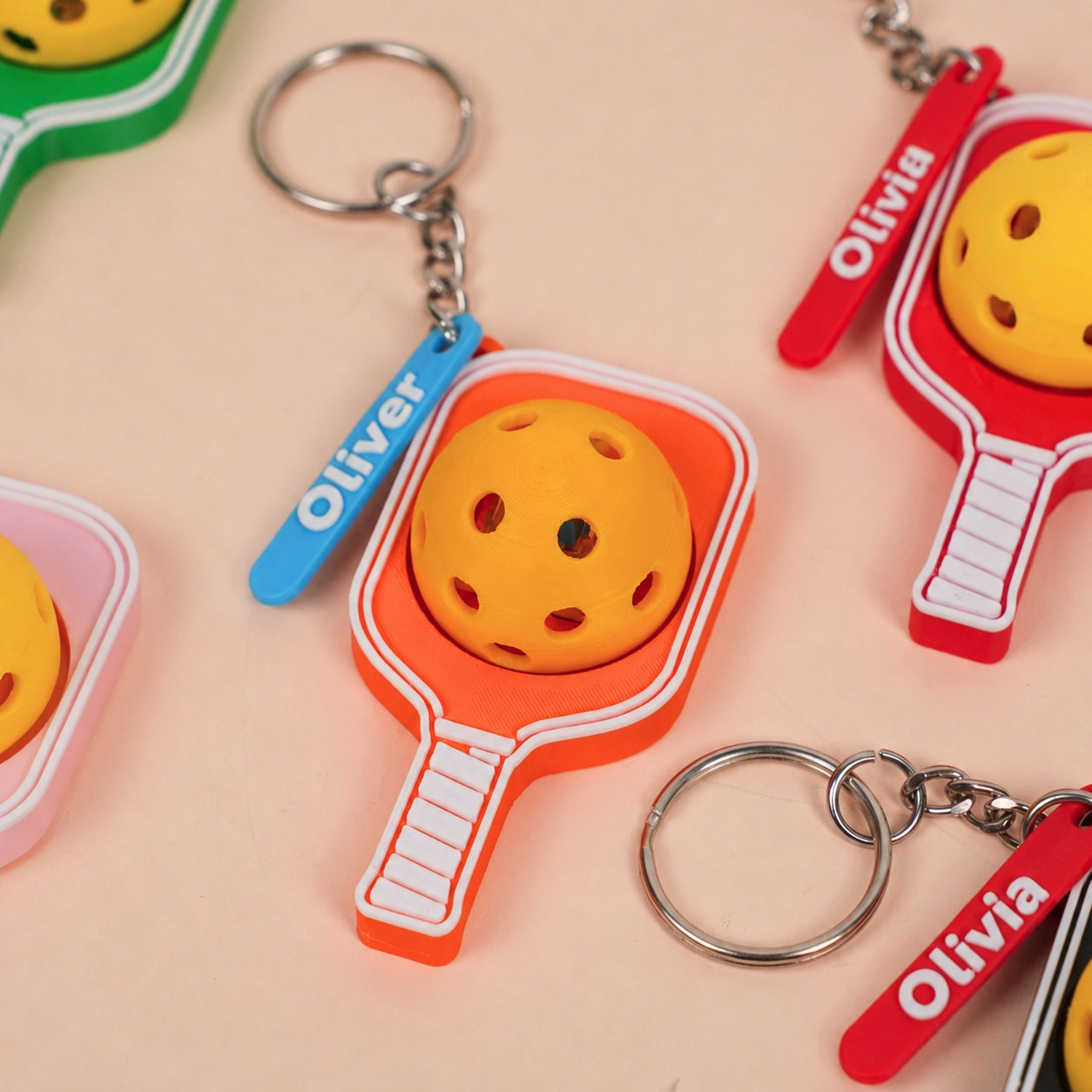 Personalized Pickleball Keychain with Custom Name Charm