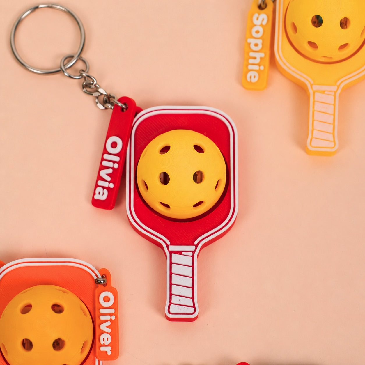 Personalized Pickleball Keychain with Custom Name Charm