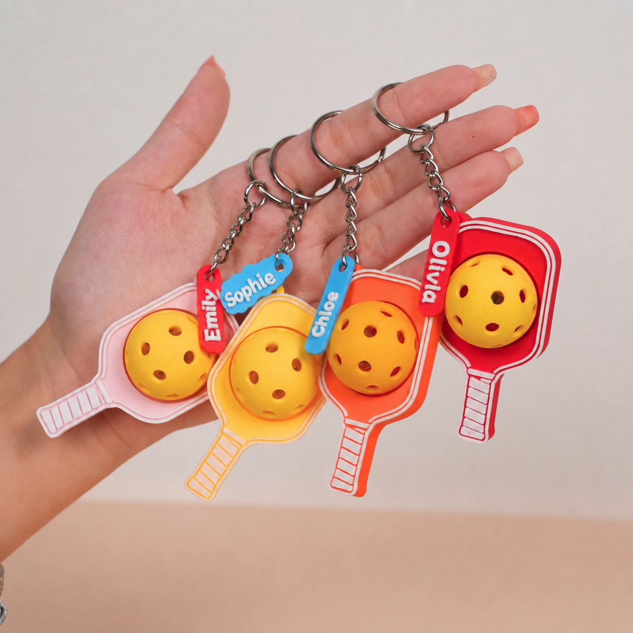 Personalized Pickleball Keychain with Custom Name Charm