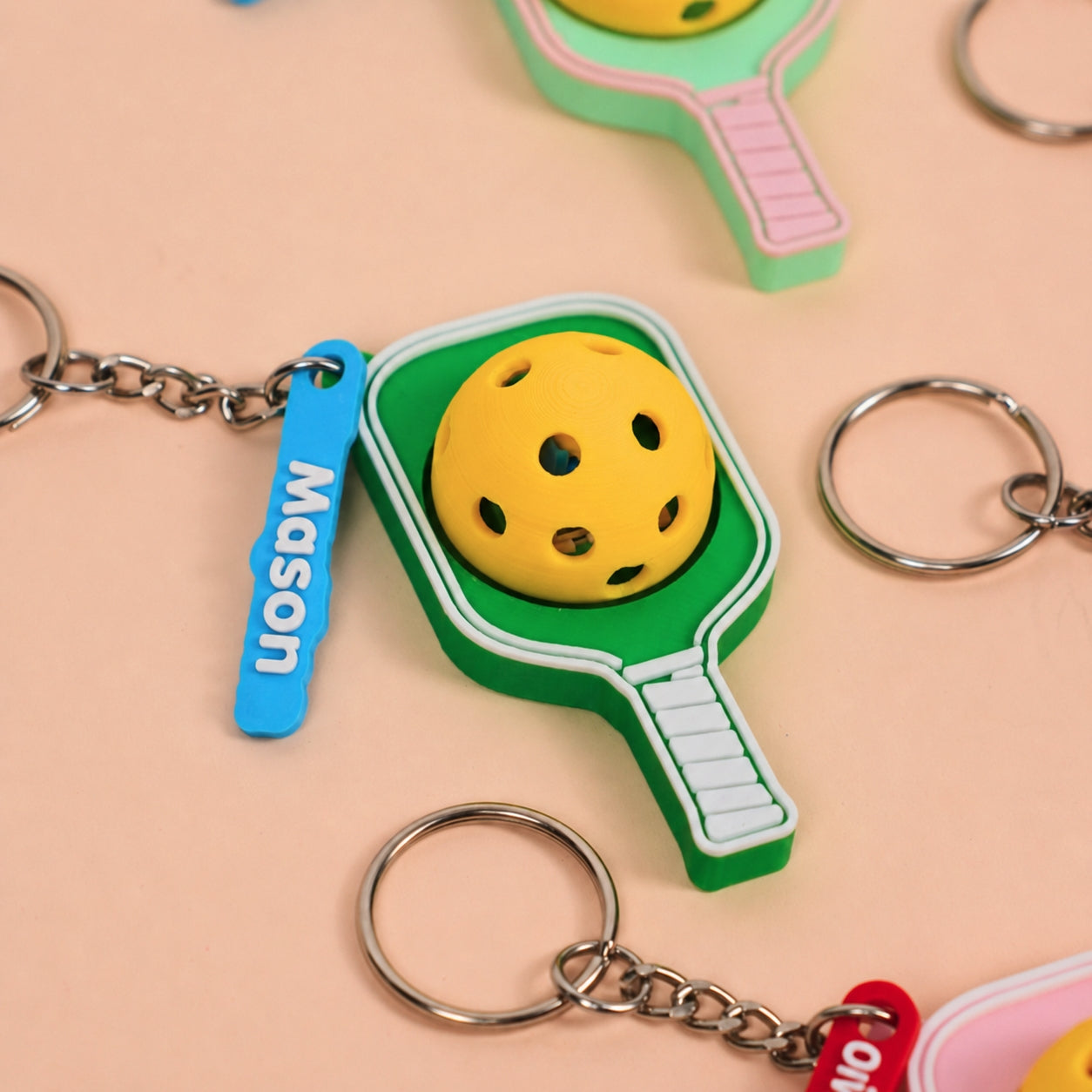 Personalized Pickleball Keychain with Custom Name Charm