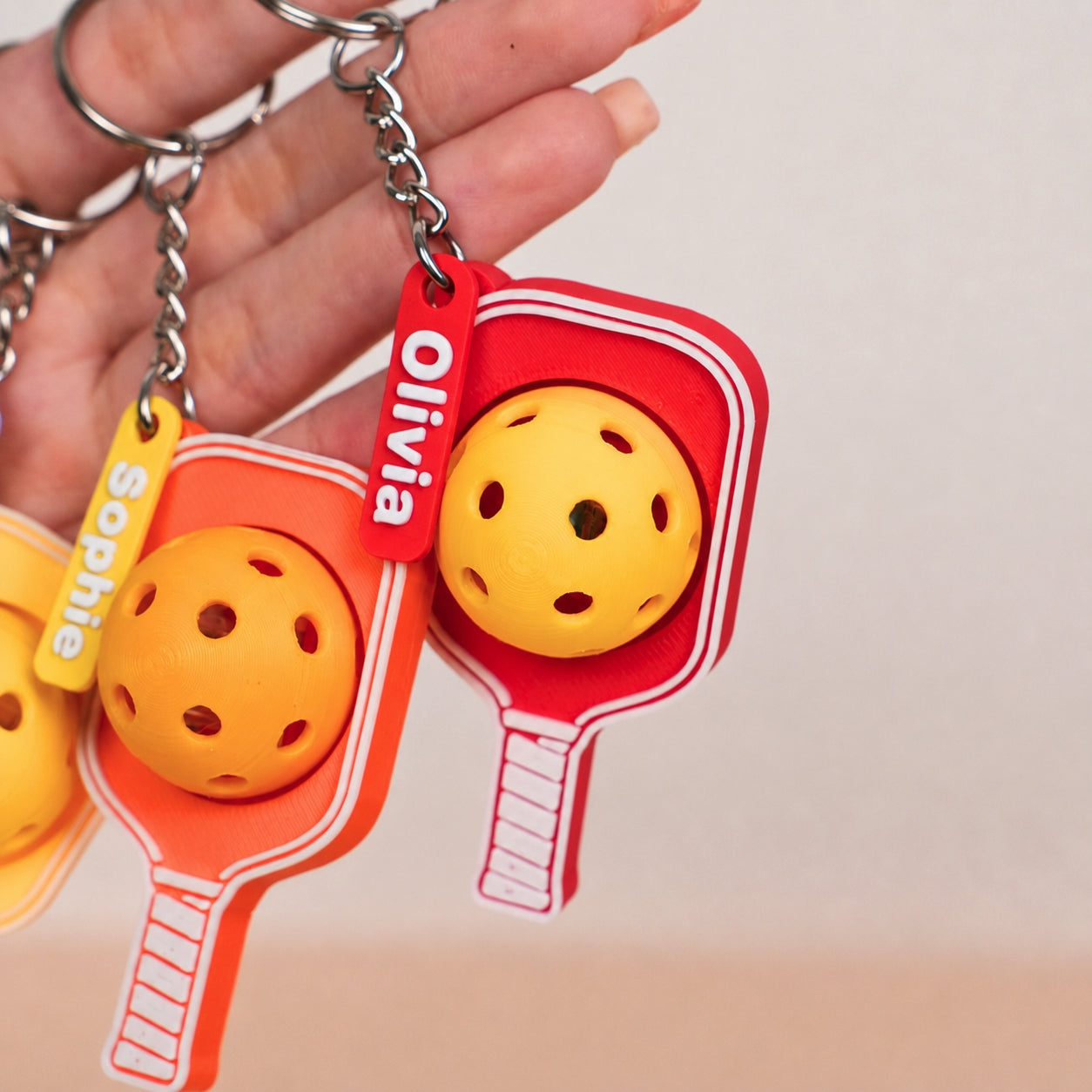 Personalized Pickleball Keychain with Custom Name Charm