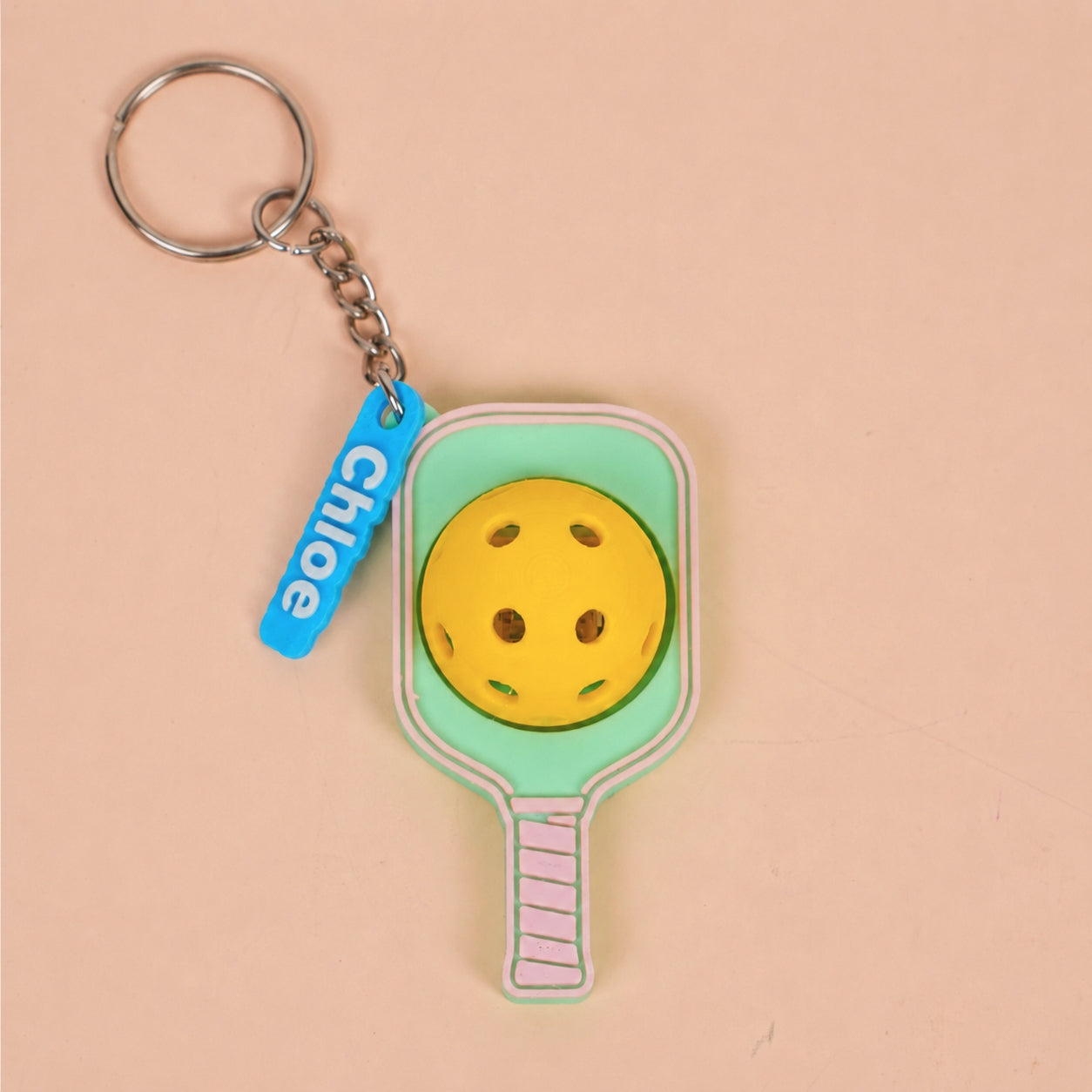 Personalized Pickleball Keychain with Custom Name Charm