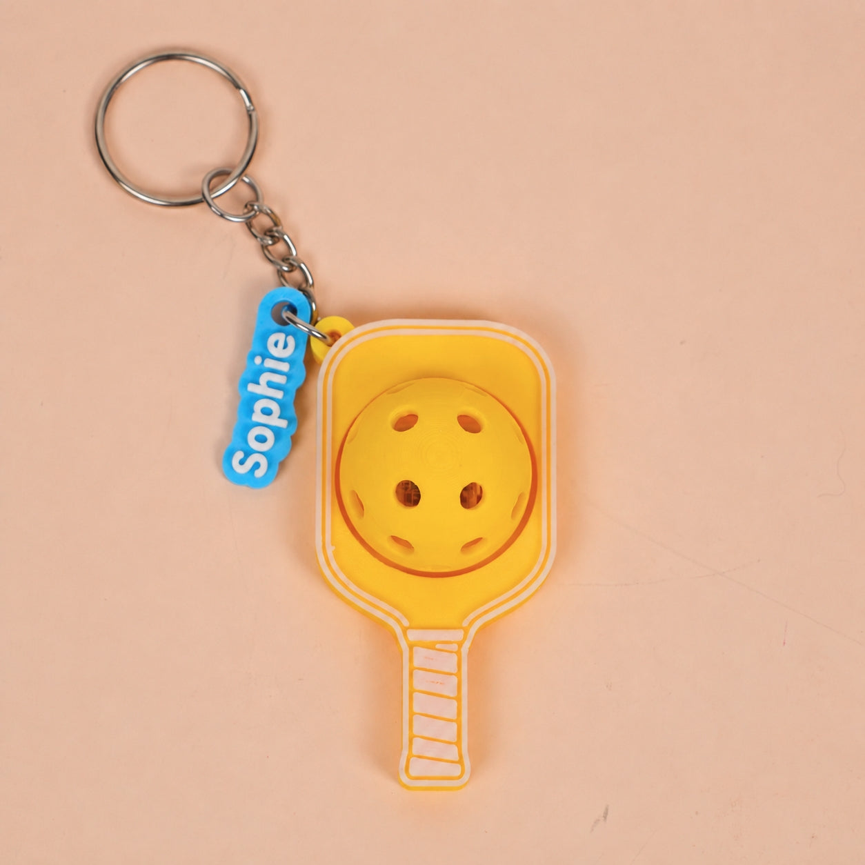 Personalized Pickleball Keychain with Custom Name Charm