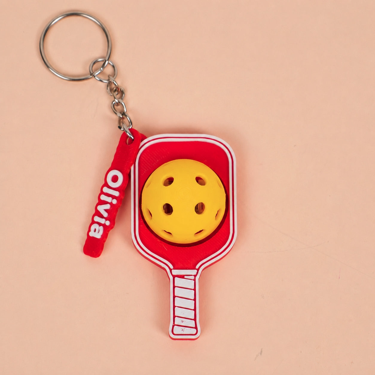 Personalized Pickleball Keychain with Custom Name Charm