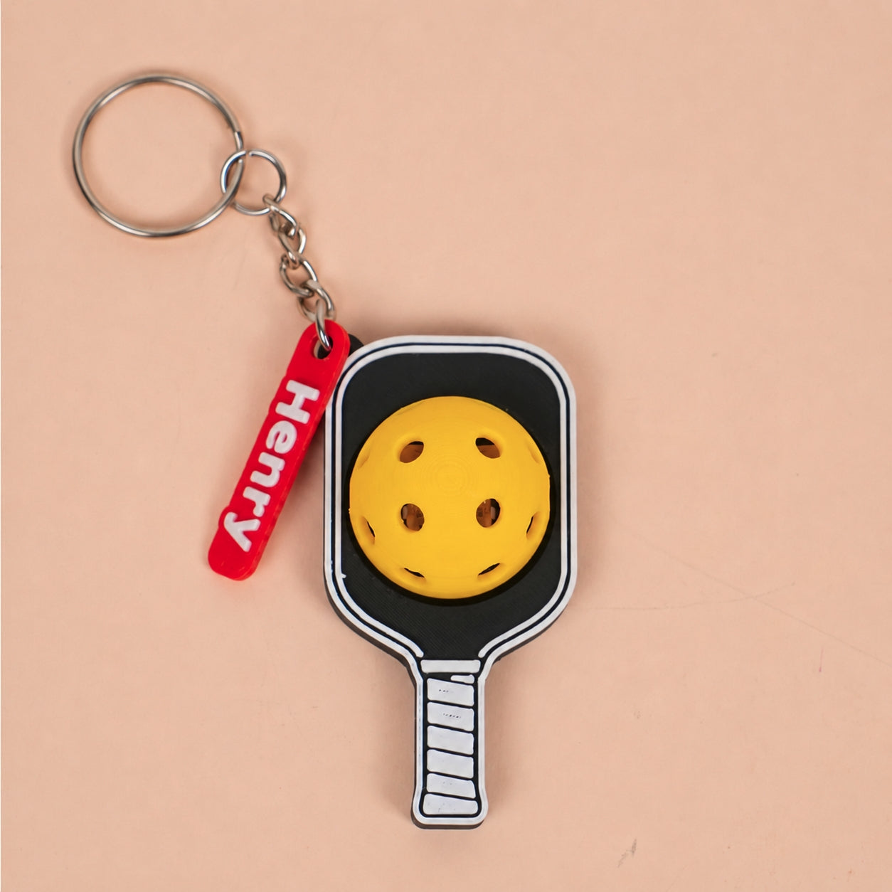 Personalized Pickleball Keychain with Custom Name Charm