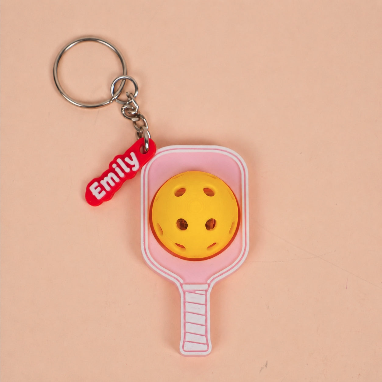 Personalized Pickleball Keychain with Custom Name Charm
