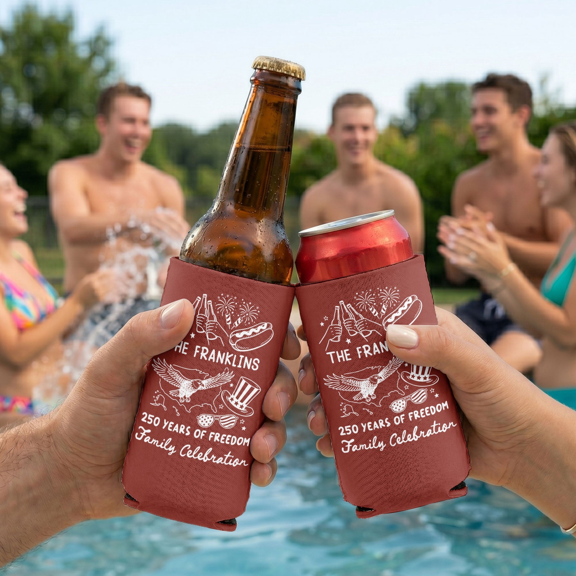 250 Years Of Freedom Family Celebration - Personalized Can Cooler
