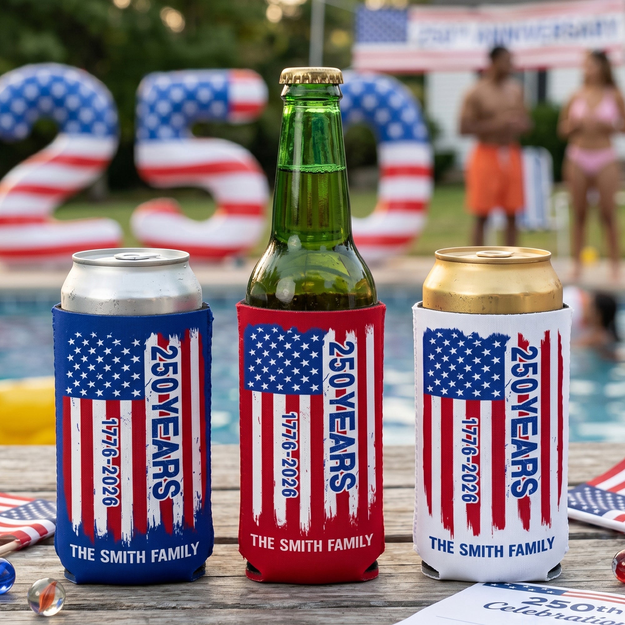 USA 250 Years Celebration - Personalized Can Cooler