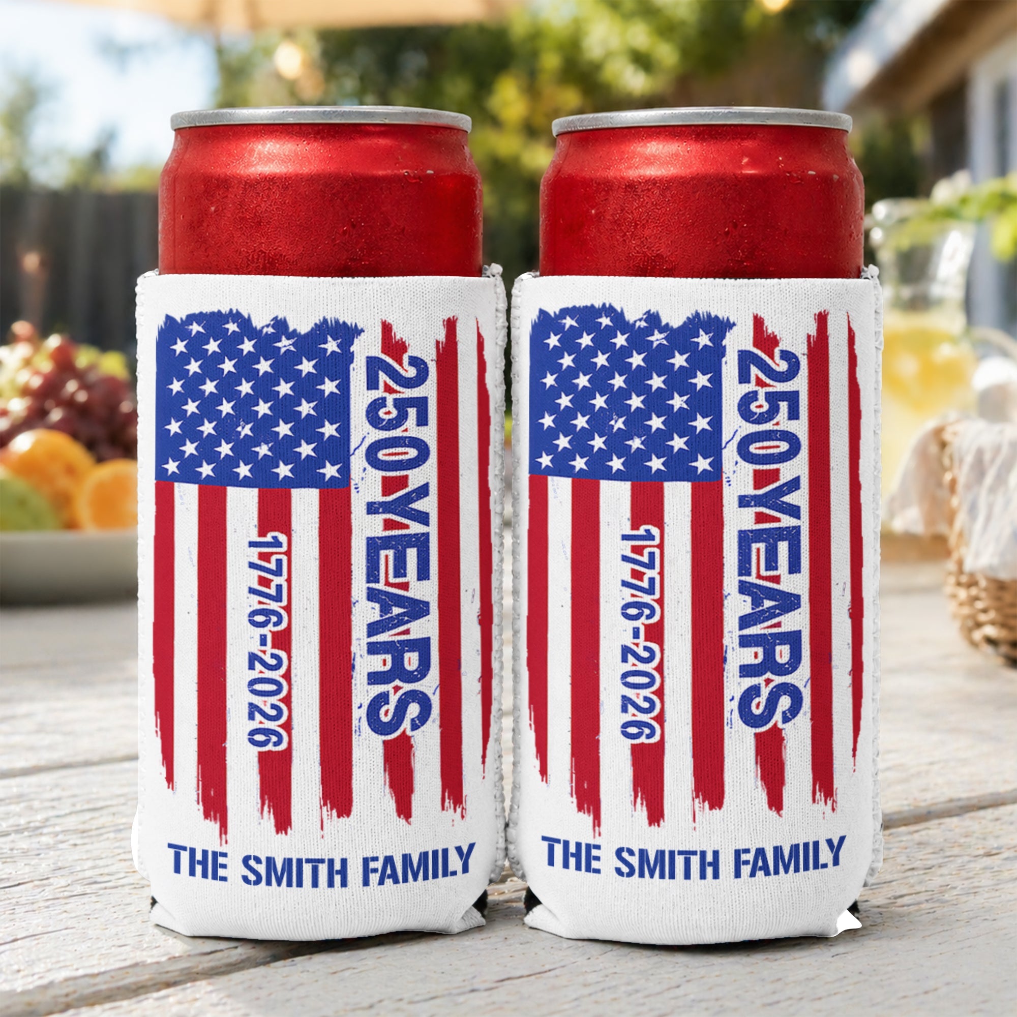 USA 250 Years Celebration - Personalized Can Cooler