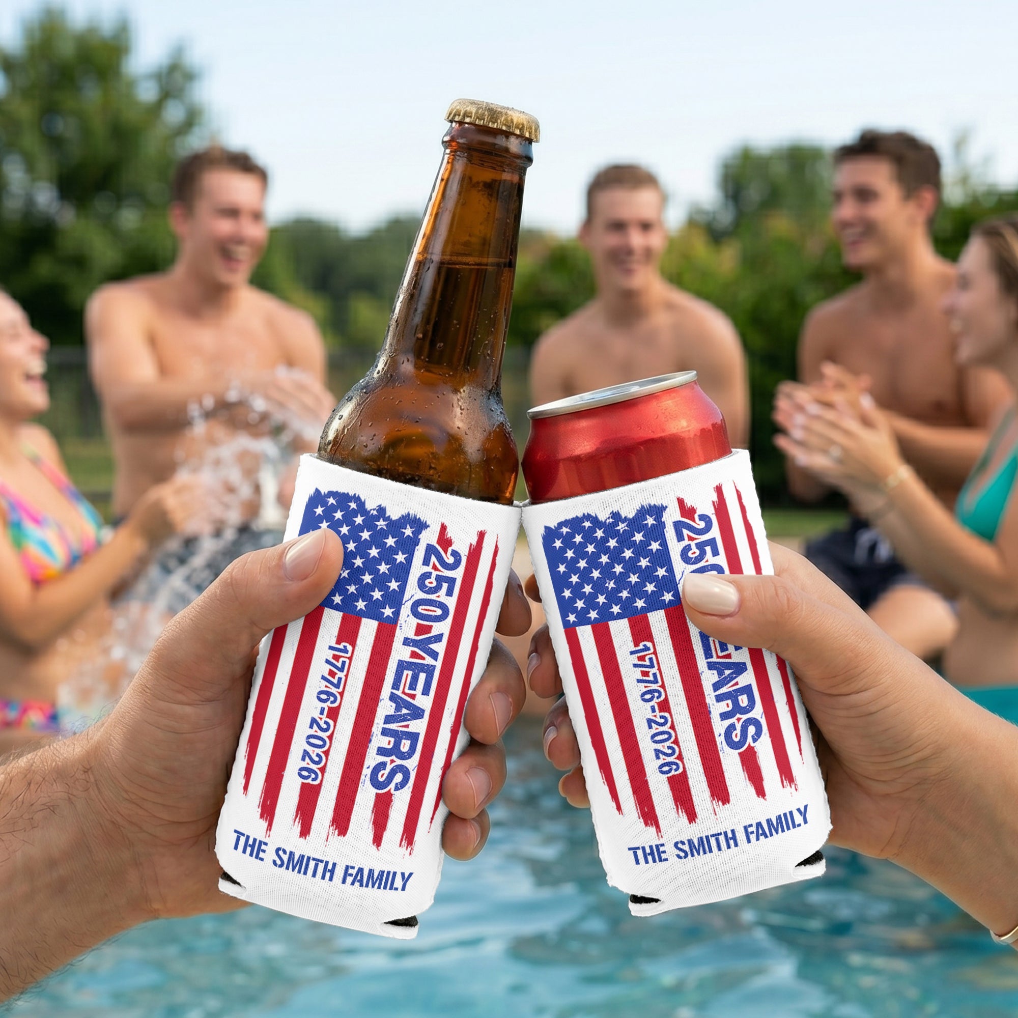 USA 250 Years Celebration - Personalized Can Cooler