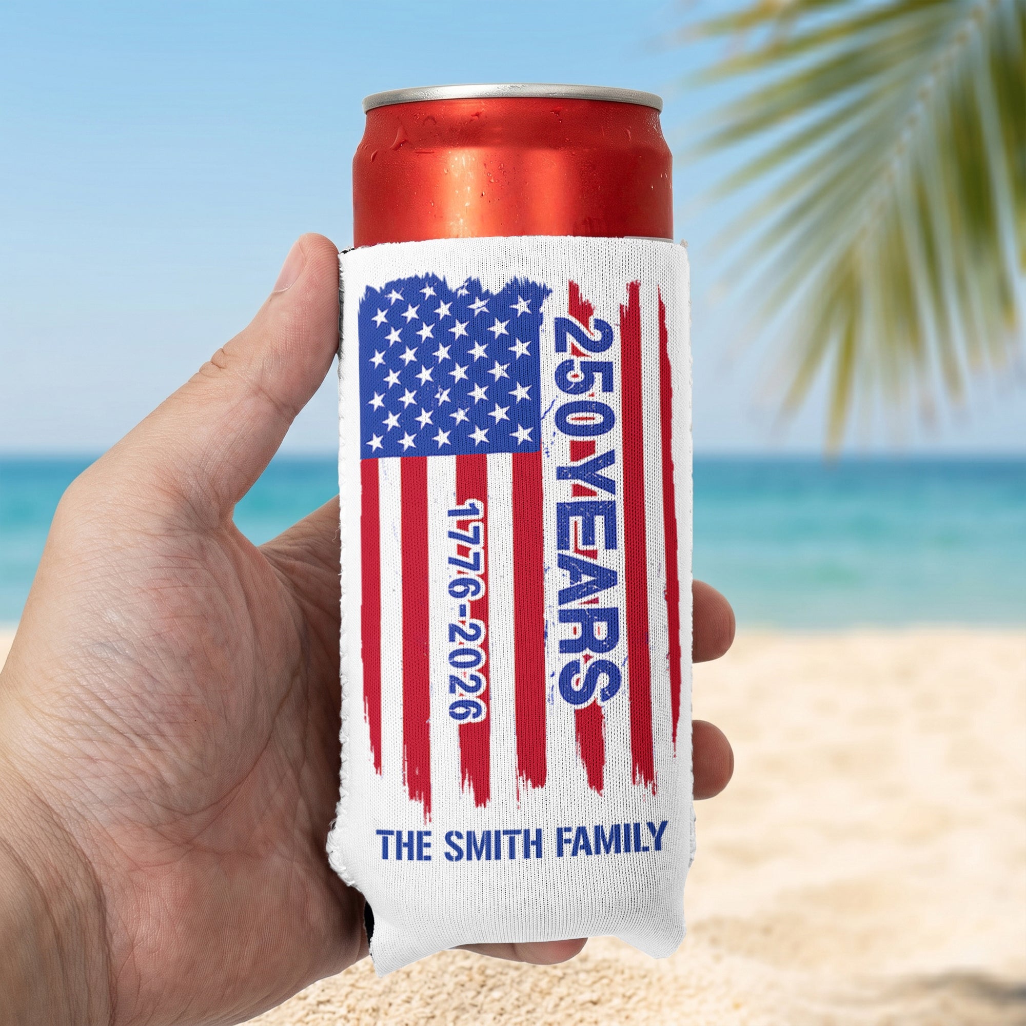 USA 250 Years Celebration - Personalized Can Cooler