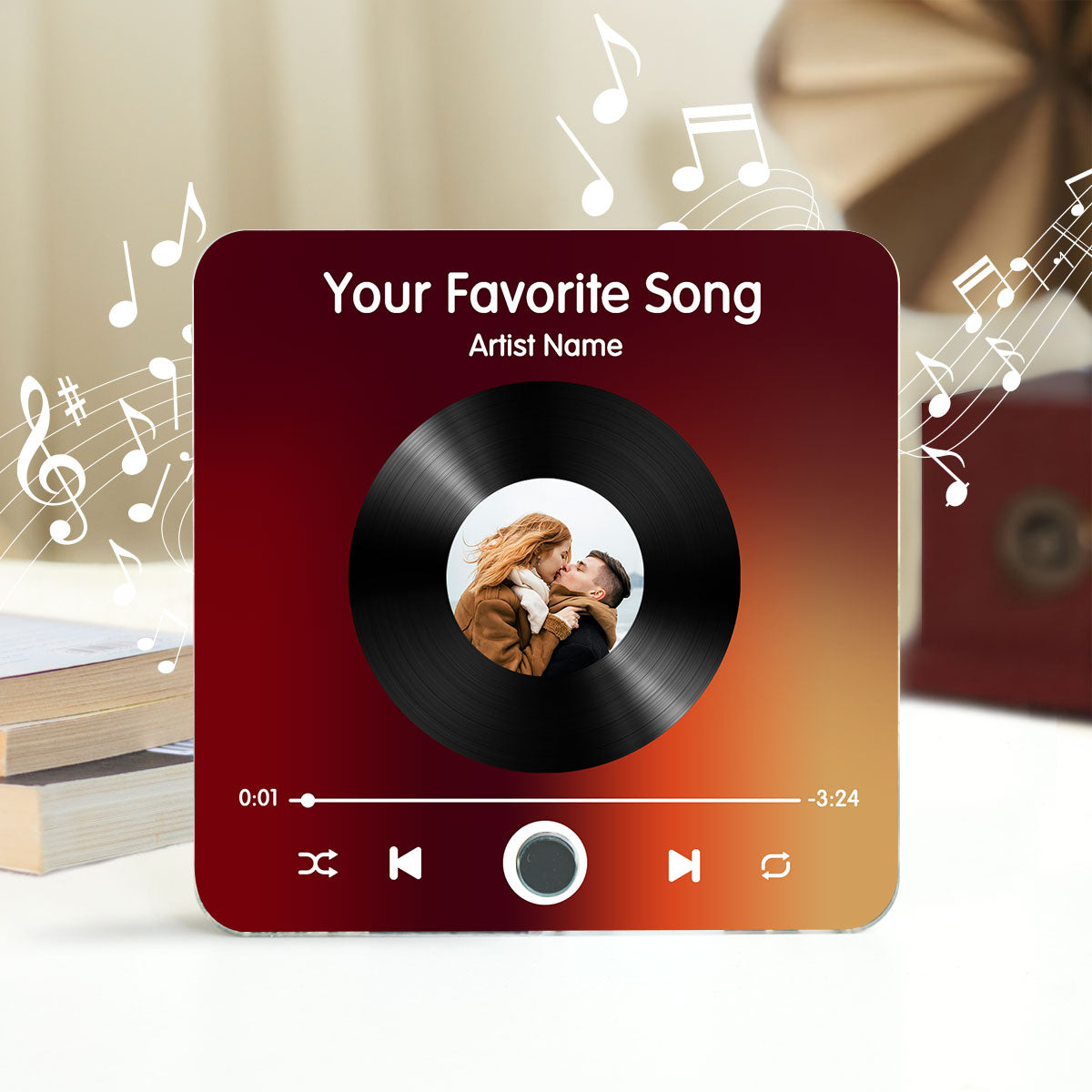 Custom Photo & Favorite Song Disc Personalized Music Fridge Magnet,  Gift For Couple