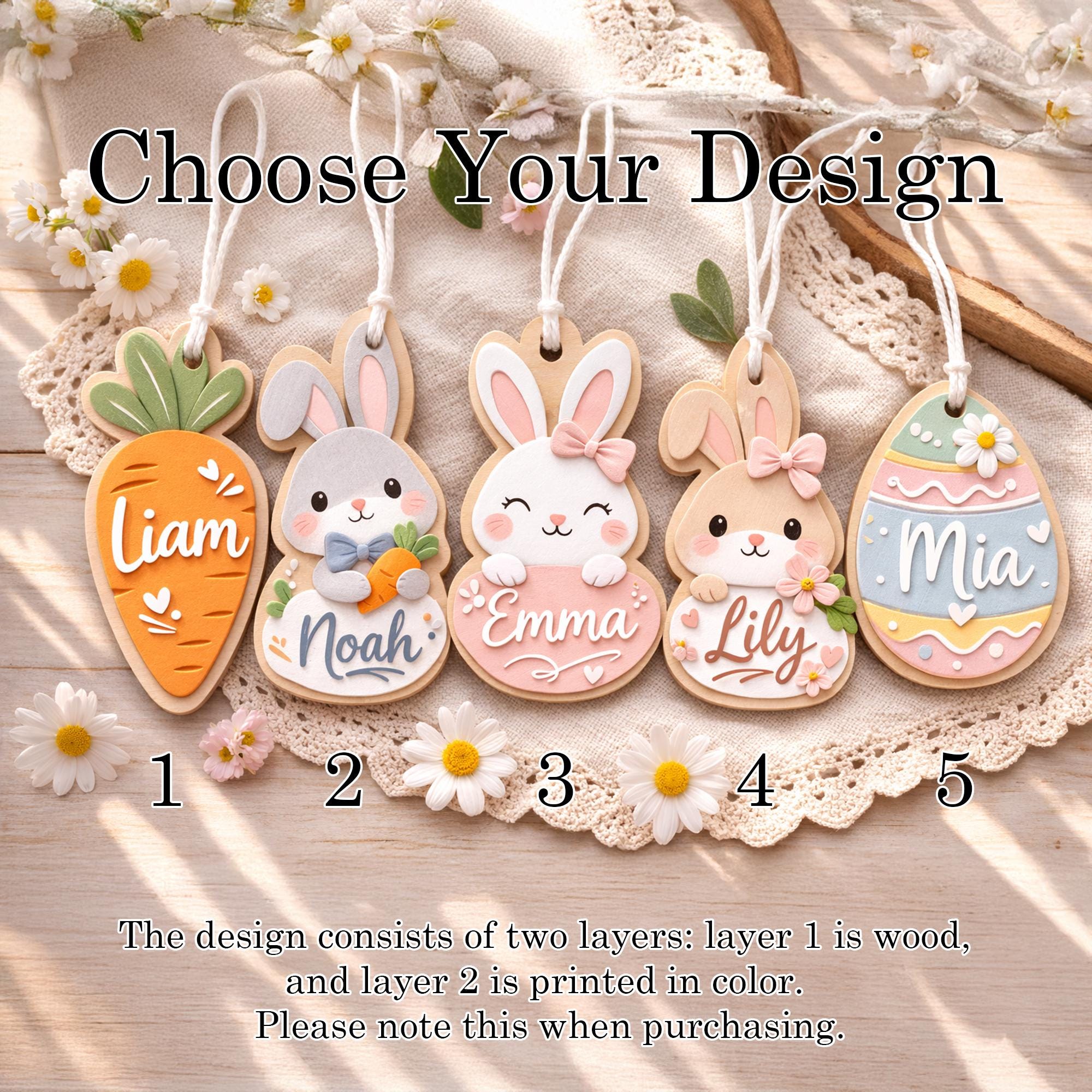 Personalized carrot easter basket tag – Custom bunny name tag for kids
