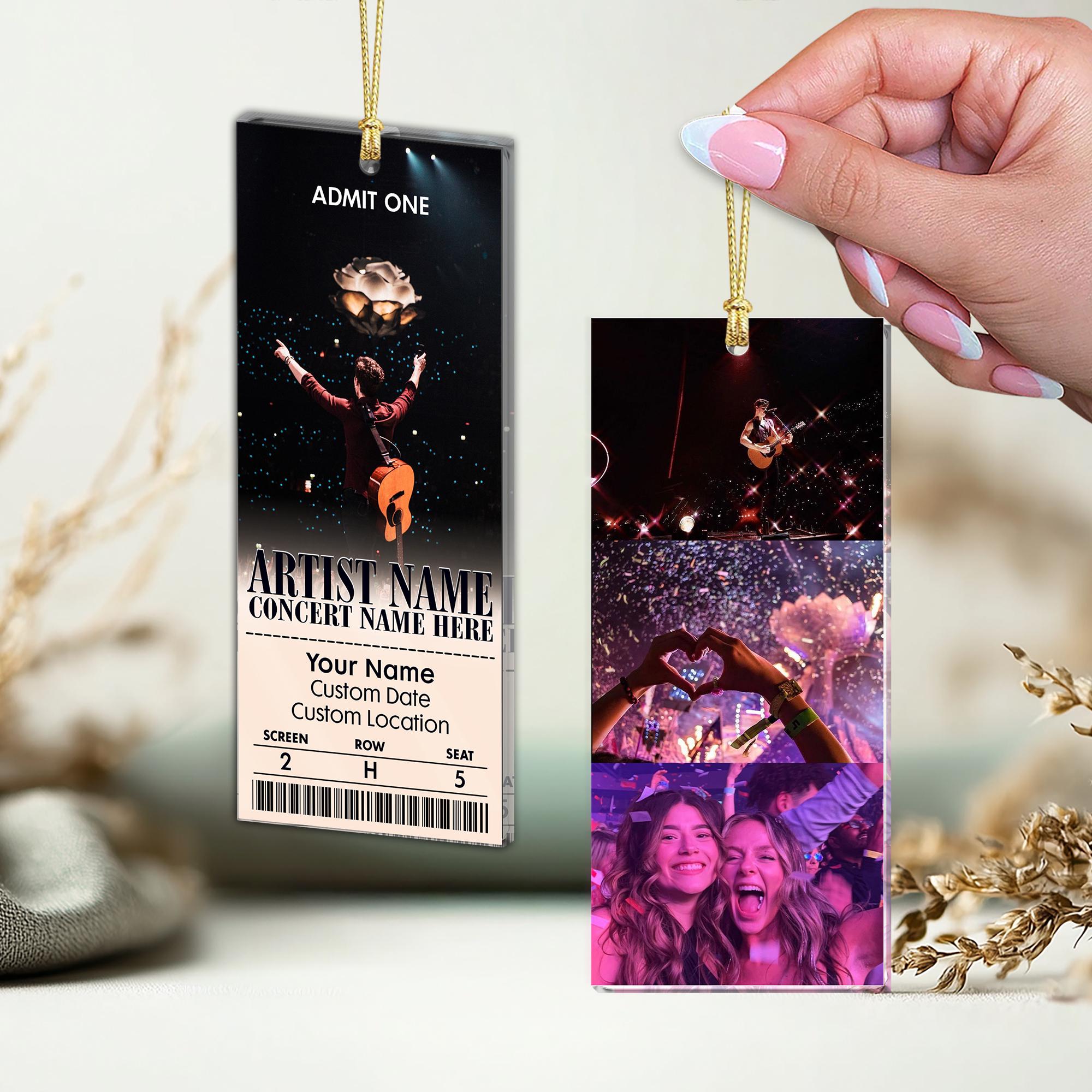 Personalized Acrylic Favorite Concert Ticket Ornament: Music Lover Gift Keepsake