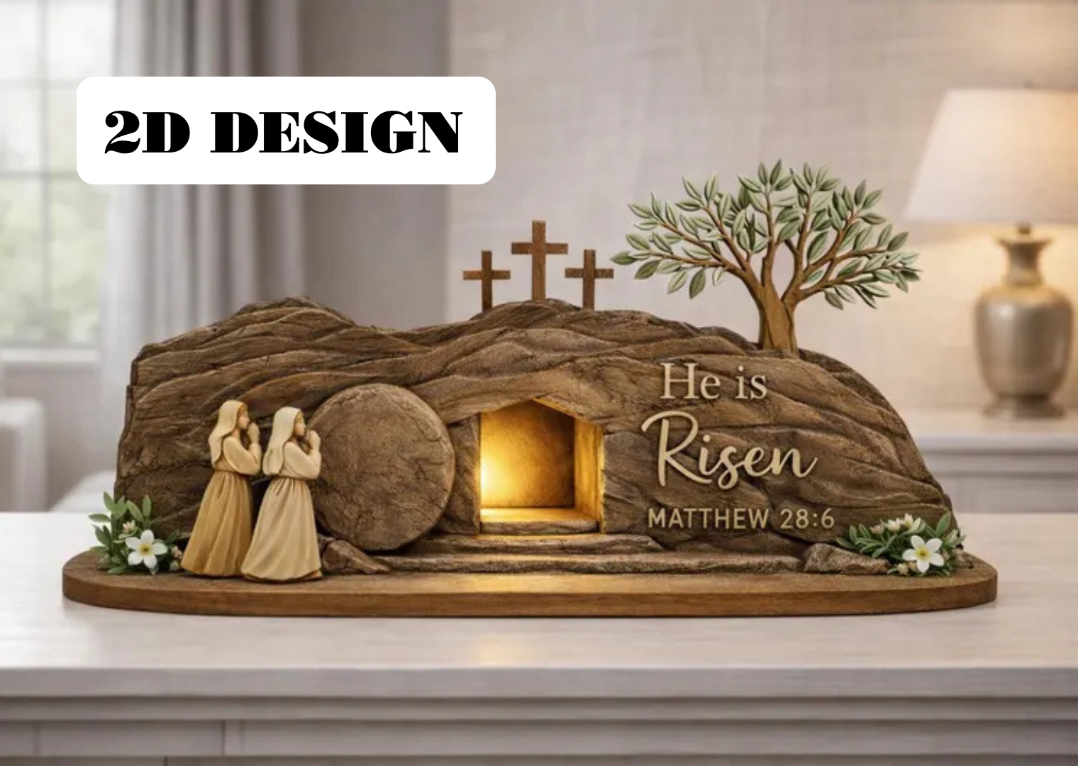 He Is Risen Easter Wooden Block – Resurrection Table Sign