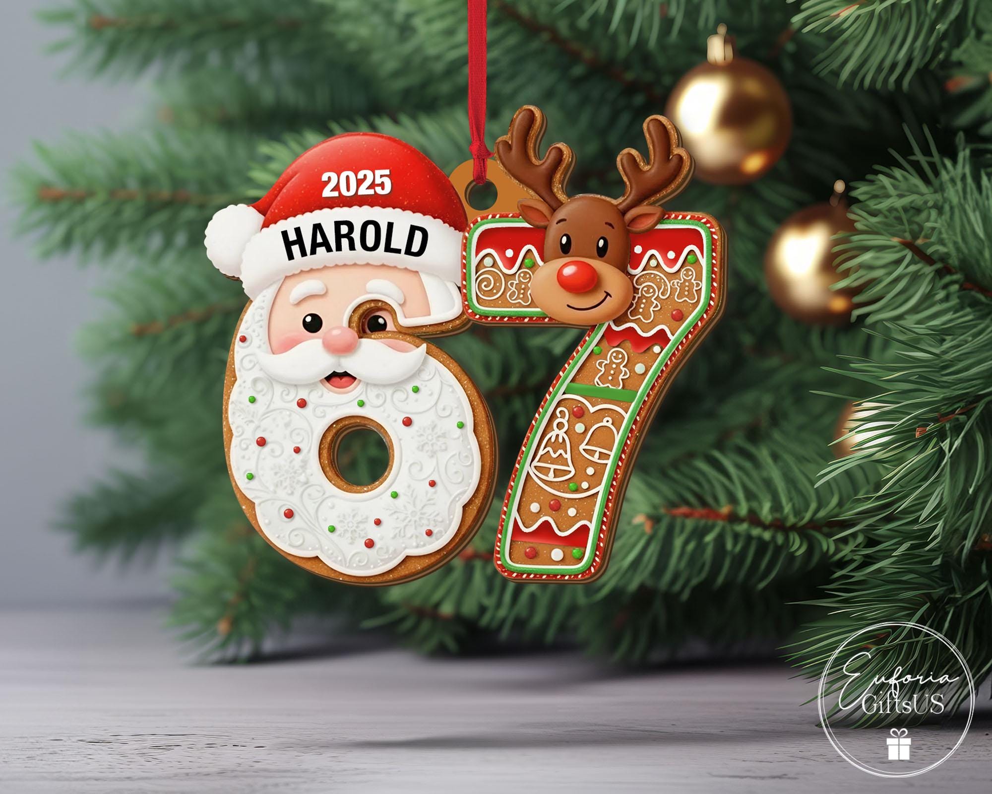 Custom Six Seven Christmas Ornament, Funny Teen Slang Ornament, Gen Z Teenager Tween Ornament, Christmas Gifts
