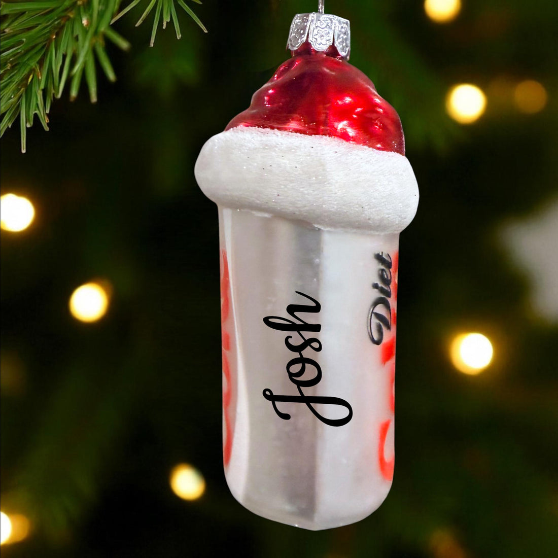 Personalized Diet Coke Christmas Ornament – Soda Can with Santa Hat