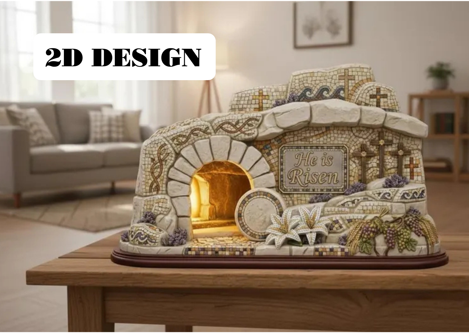 Easter Resurrection 2D Wooden Block Sign – He Is Risen Christian Decor