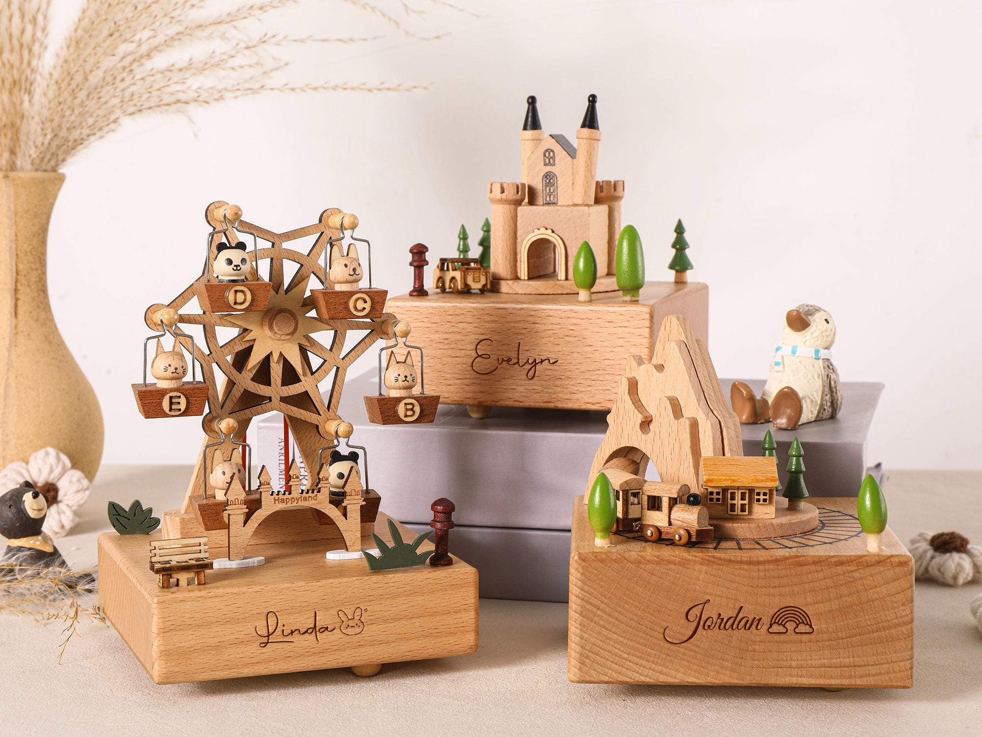 Musical Wooden Ballerina Carousel Keepsake,Engraved Name Music Box,Personalized Wooden MusicBox,Baby Shower Gift,Newborn Gift,Christmas gift