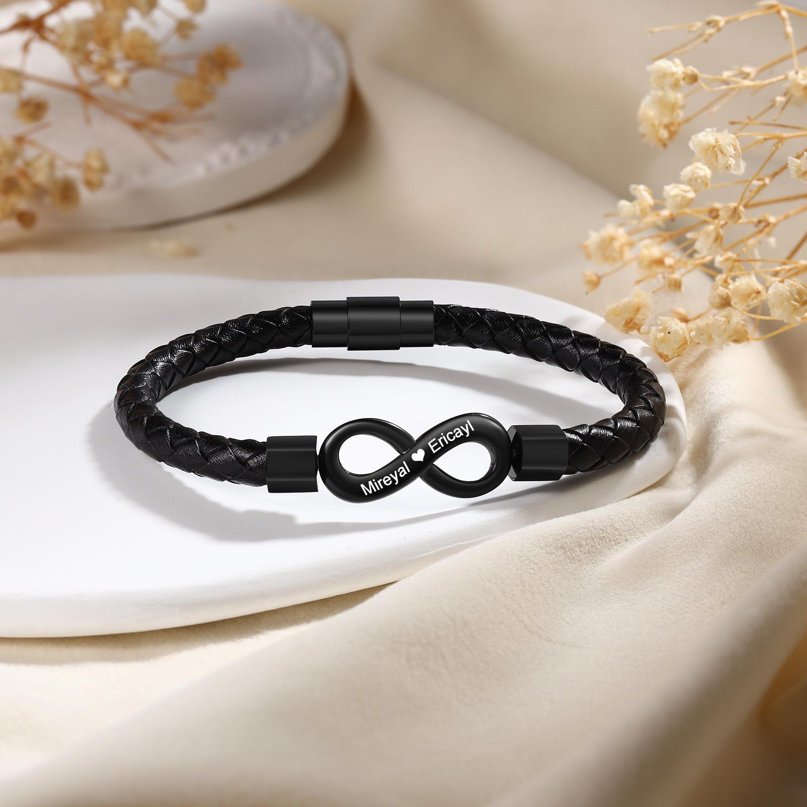 Personalized Infinity Couple Bracelets with Custom Names, Matching Gift for Him and Her
