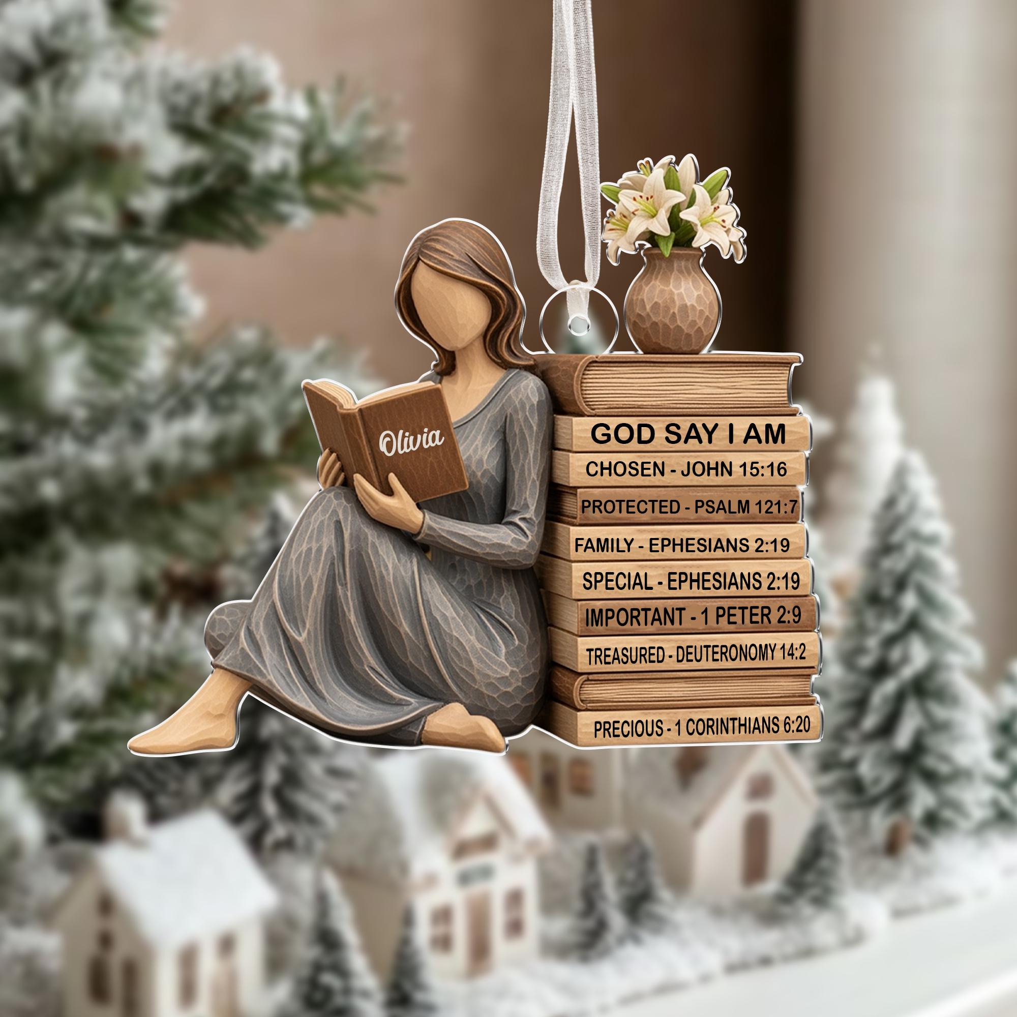 Personalized God Says I Am Ornament, Nativity Christmas Ornament, Christian Name Ornament with Bible Verse, Religious Gift, Christmas Gift