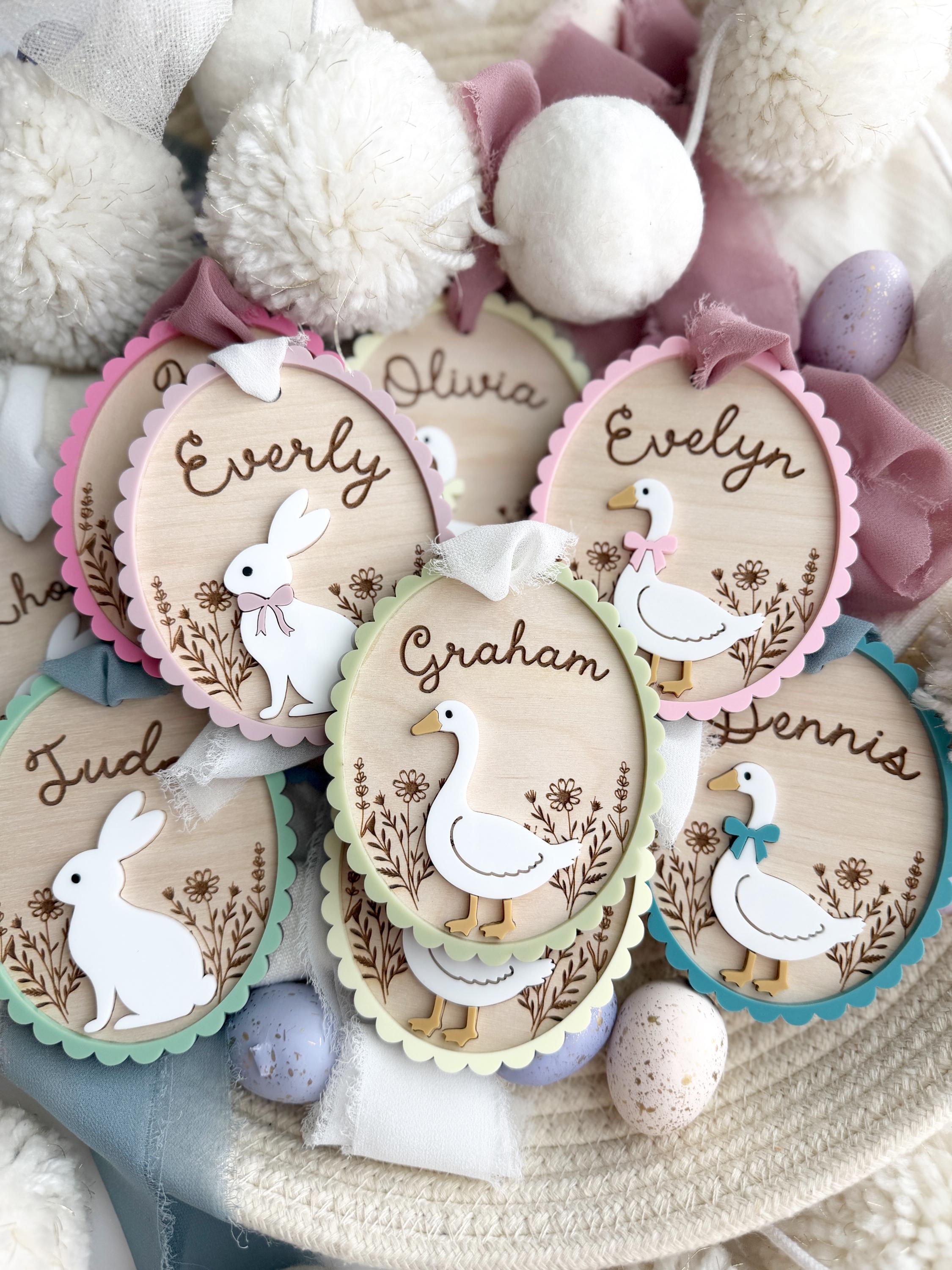 Custom easter name tags – Personalized bunny gift tag