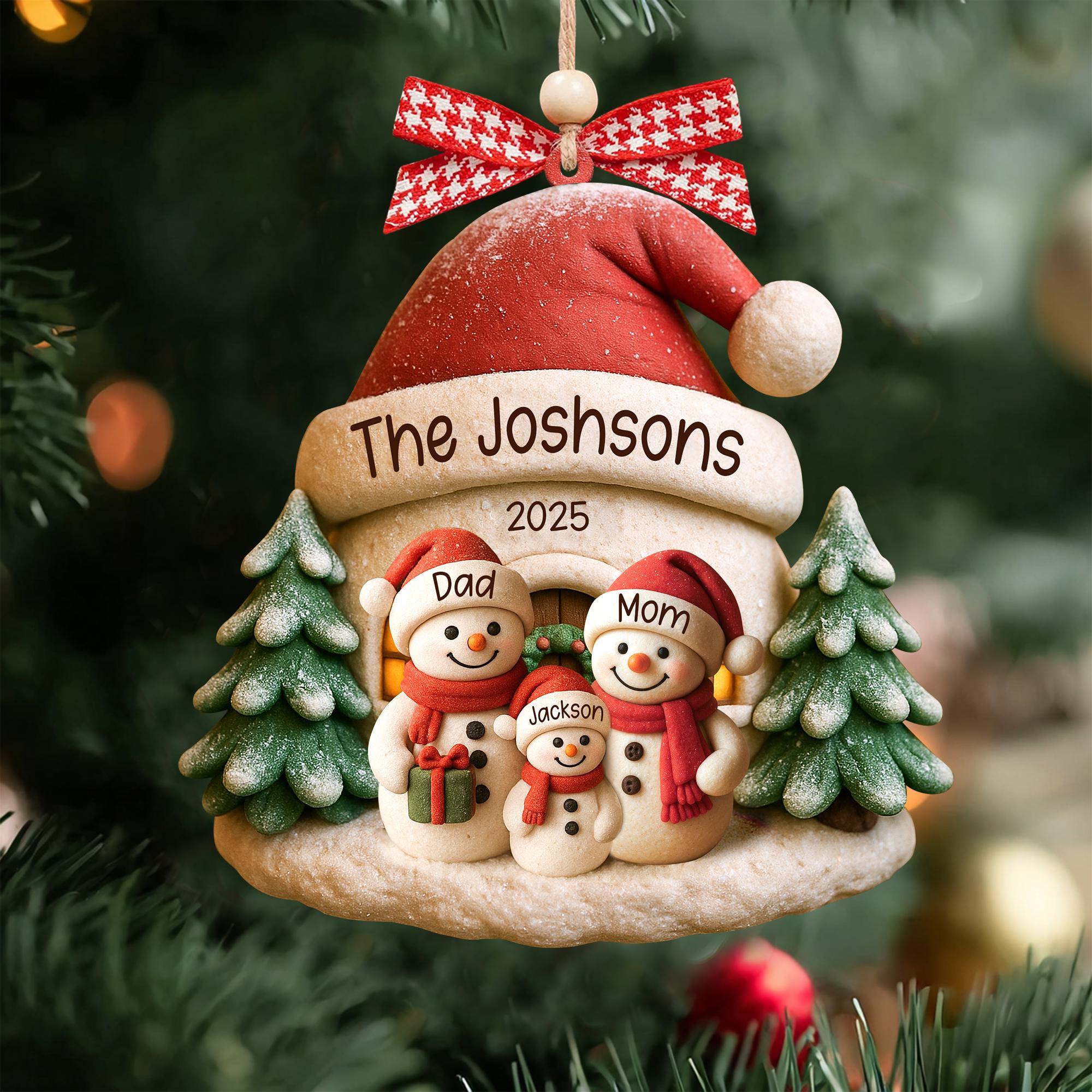 Personalized Snowman Ornament, Acrylic Family Christmas Tree Decor, Holiday Keepsake, Christmas Decor, Xmas Gift